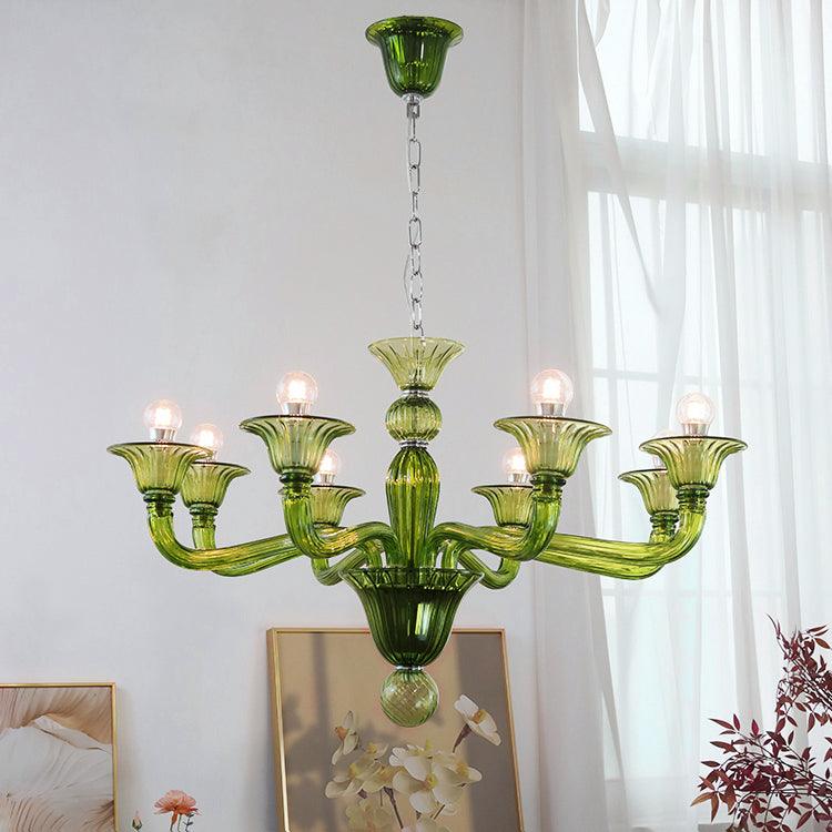 Aurora Chandelier Murano Glass Green