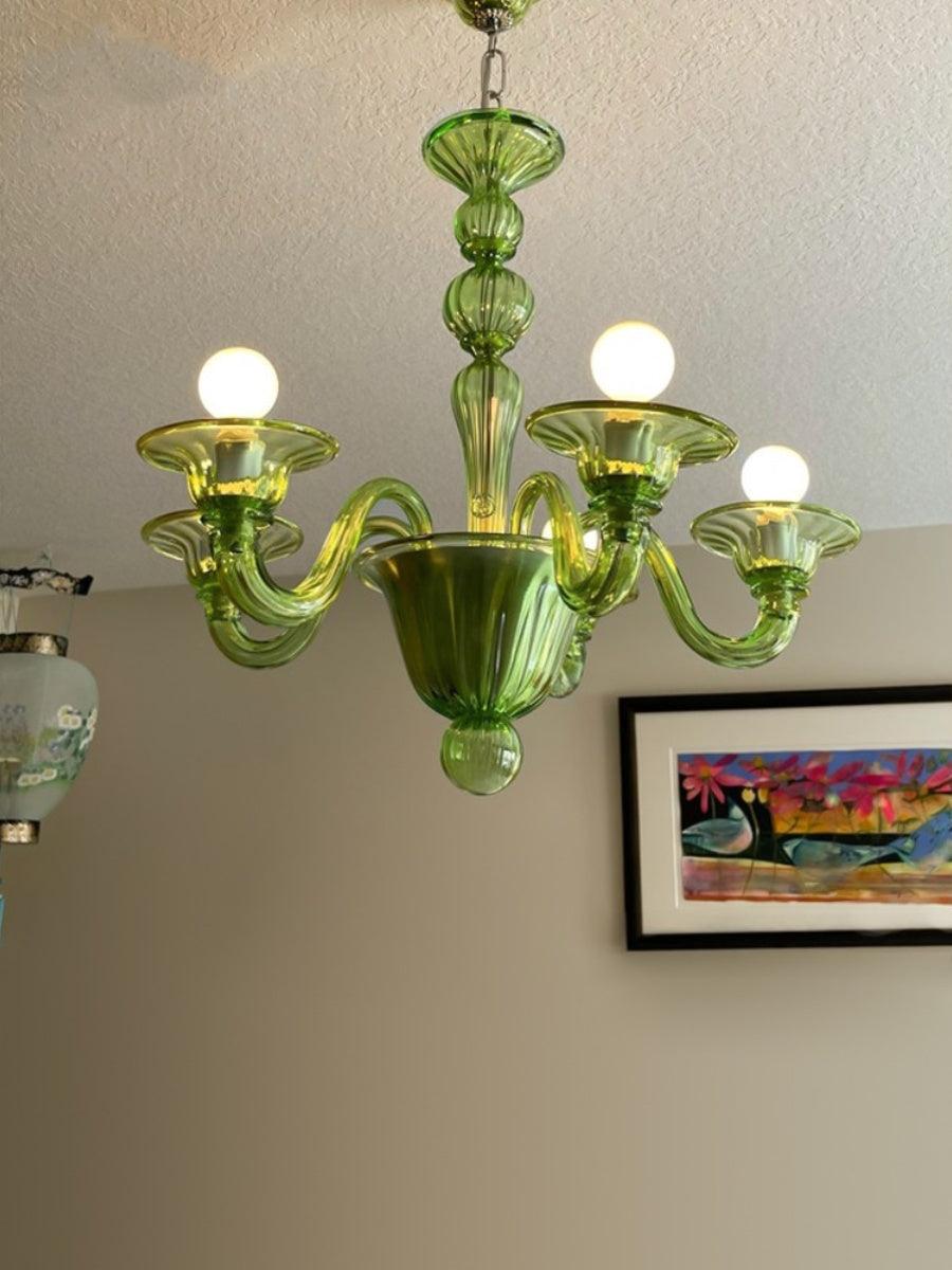 Aurora Chandelier Murano Glass Green