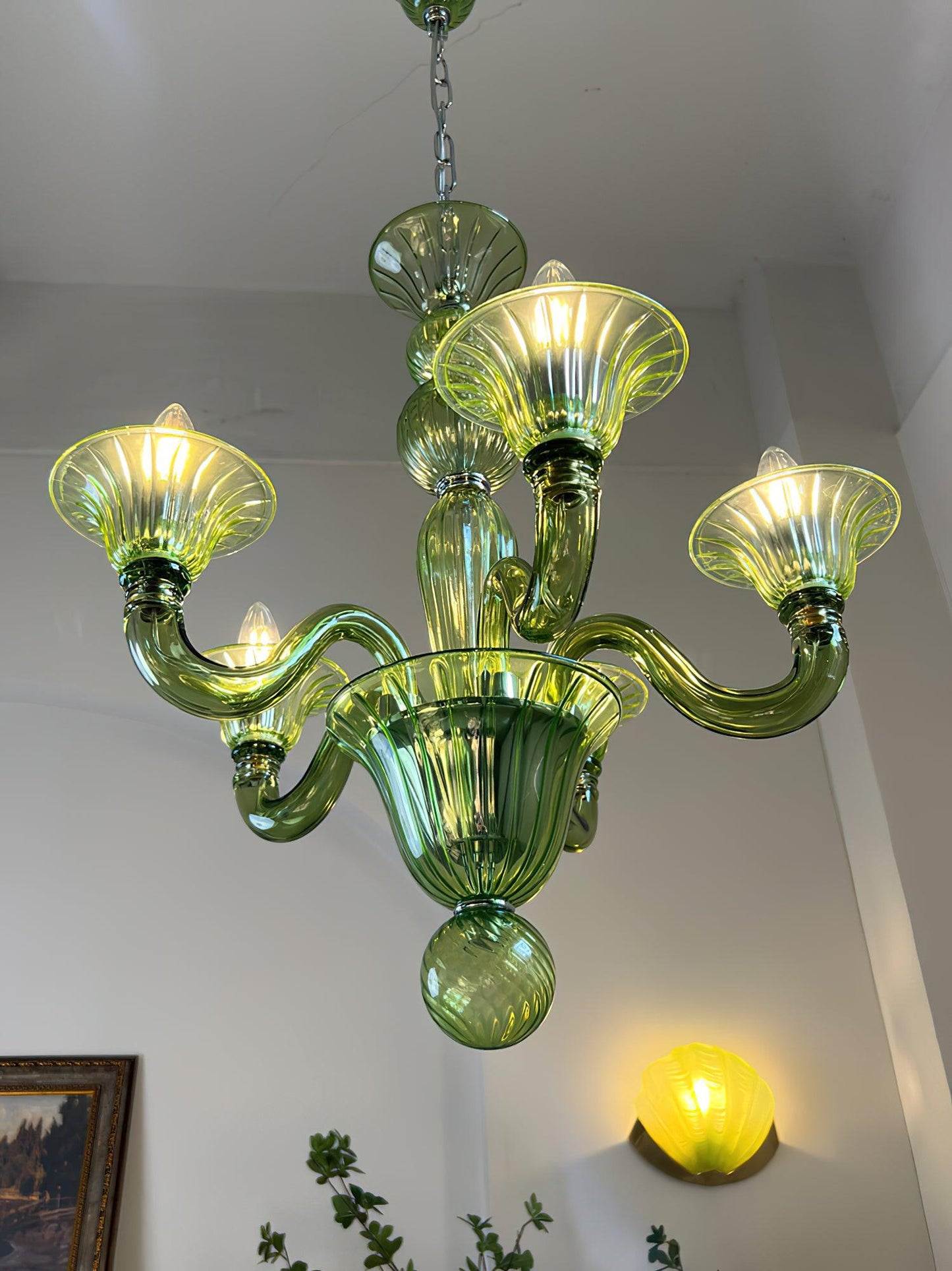 Aurora Chandelier Murano Glass Green