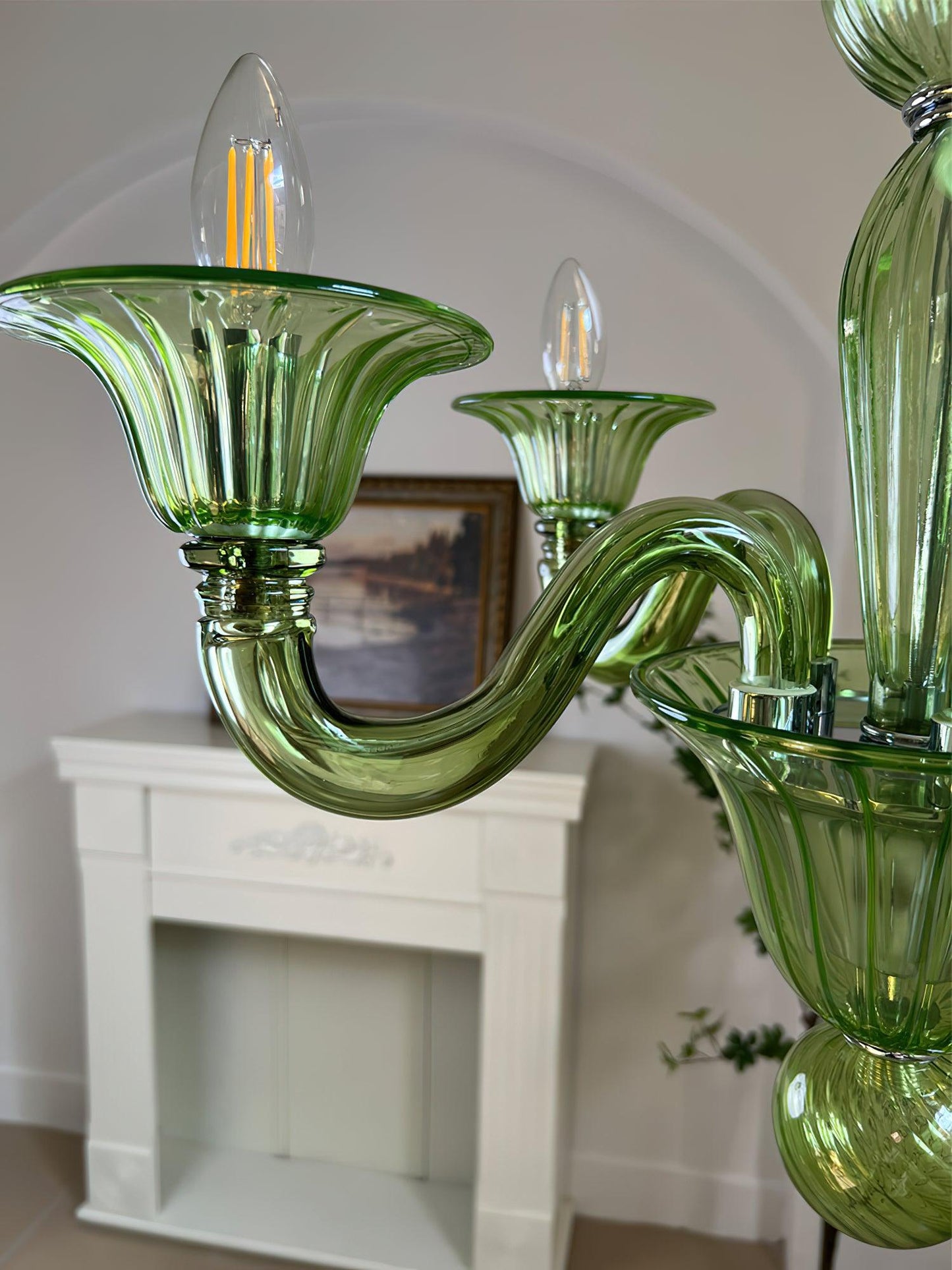 Aurora Chandelier Murano Glass Green