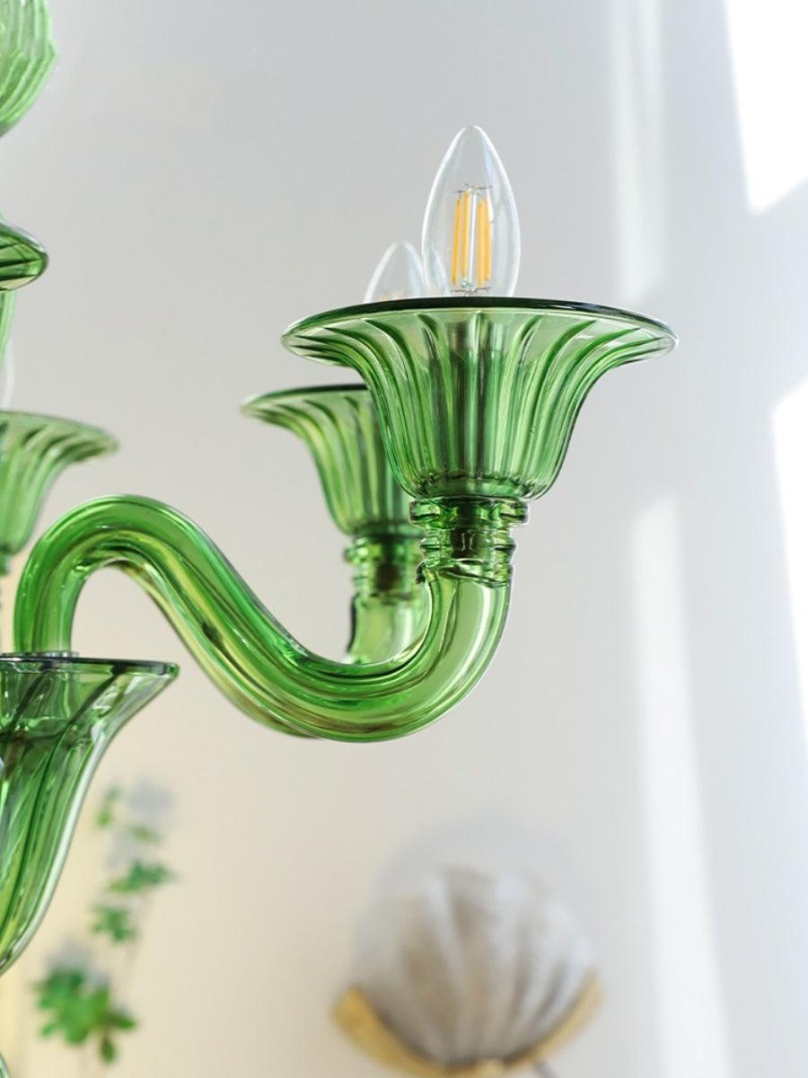 Aurora Chandelier Murano Glass Green