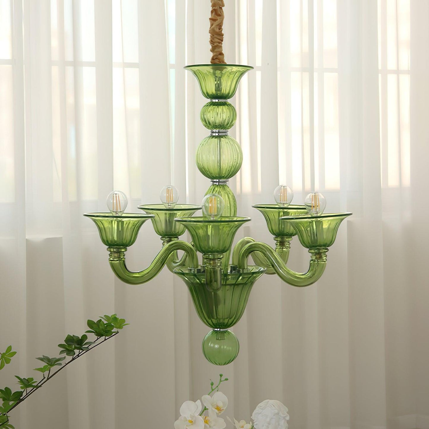Aurora Chandelier Murano Glass Green