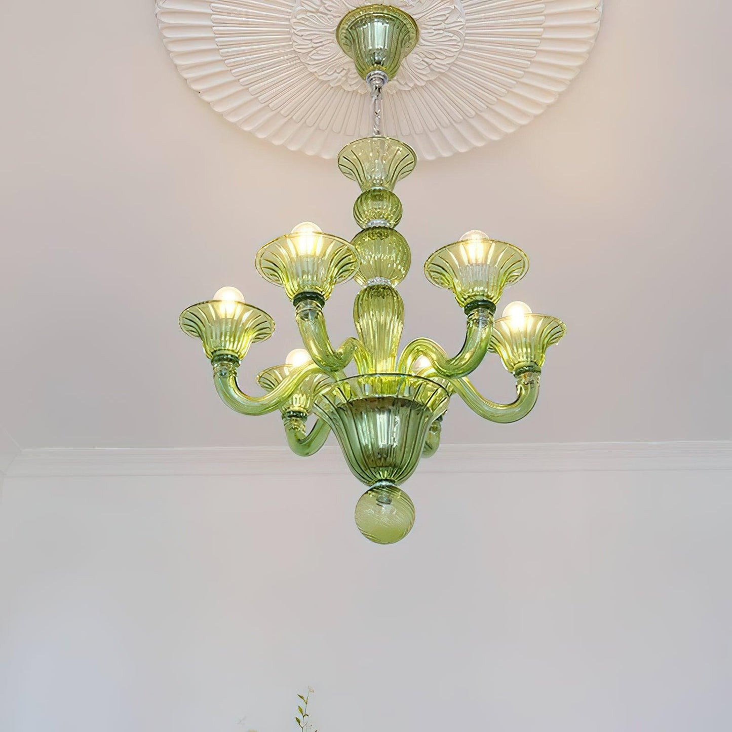 Aurora Chandelier Murano Glass Green