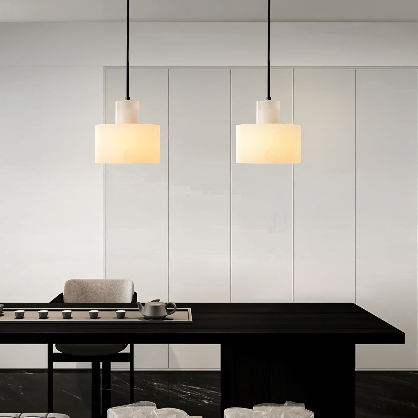 Alabaster Pendant Lgiht Dual Cylindrical