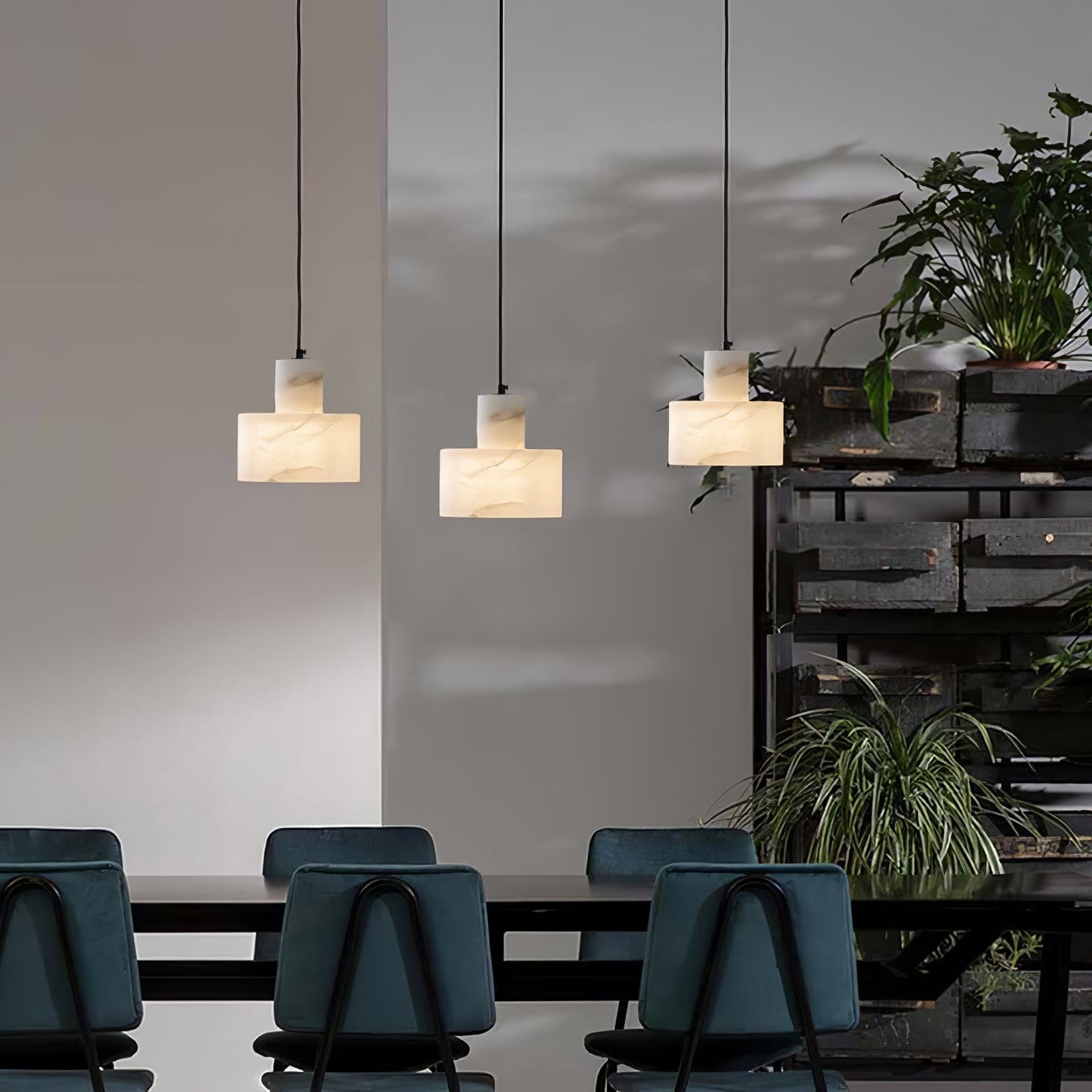 Alabaster Pendant Lgiht Dual Cylindrical