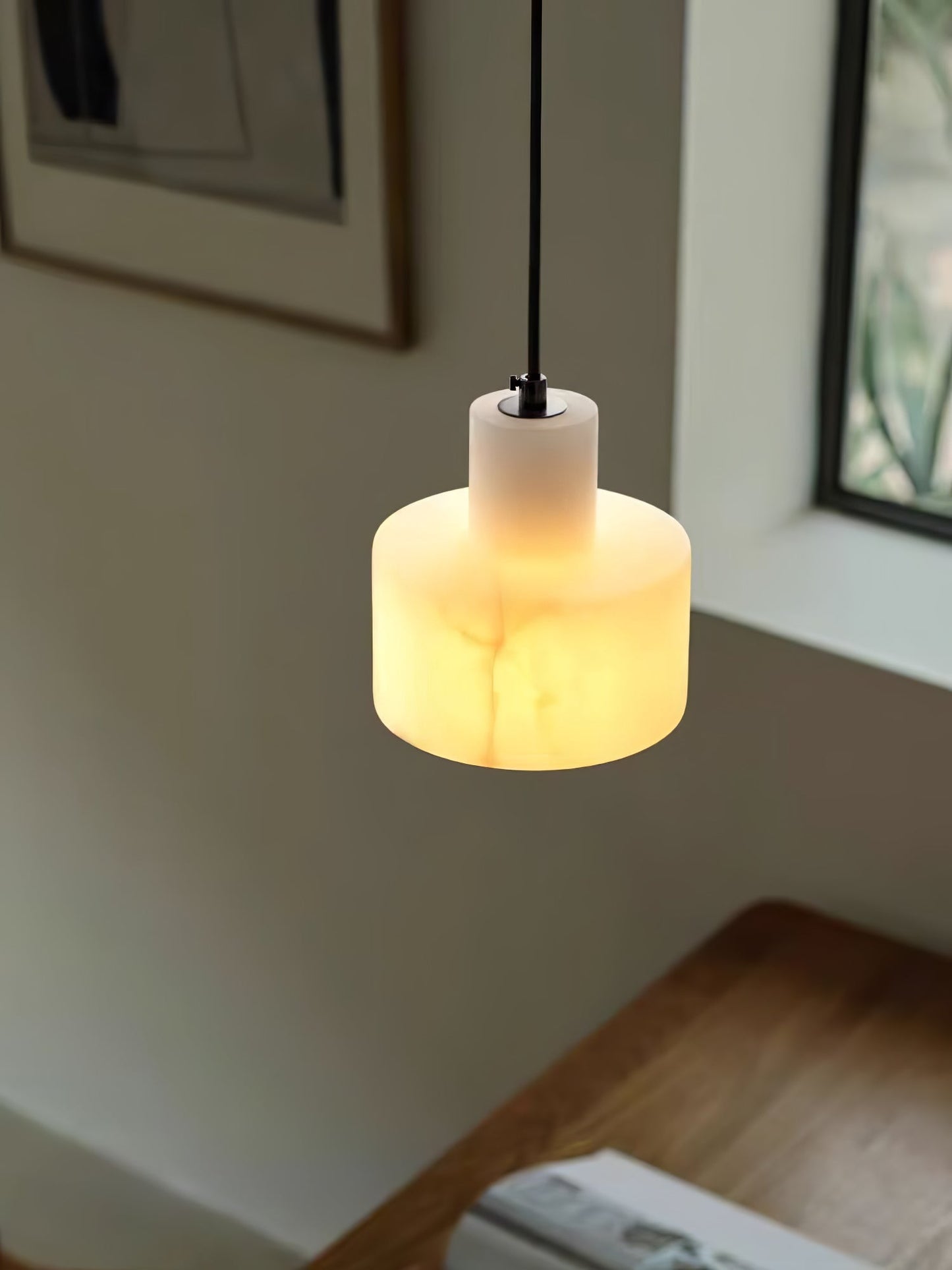 Alabaster Pendant Lgiht Dual Cylindrical