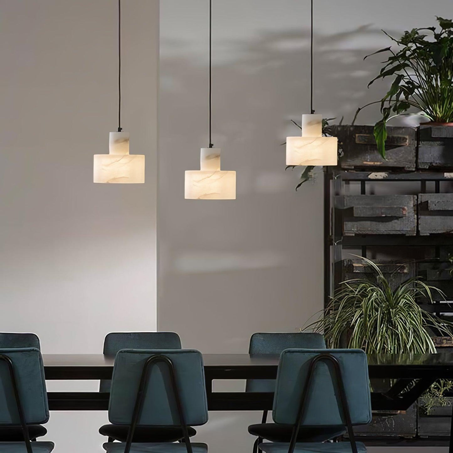 Alabaster Pendant Lgiht Dual Cylindrical