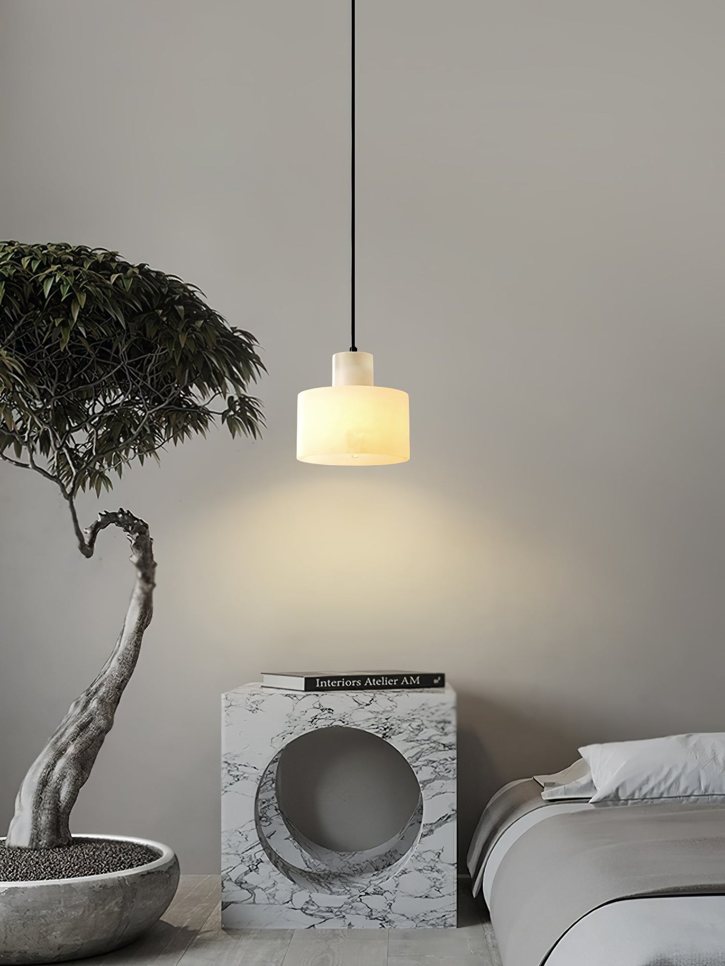 Alabaster Pendant Lgiht Dual Cylindrical