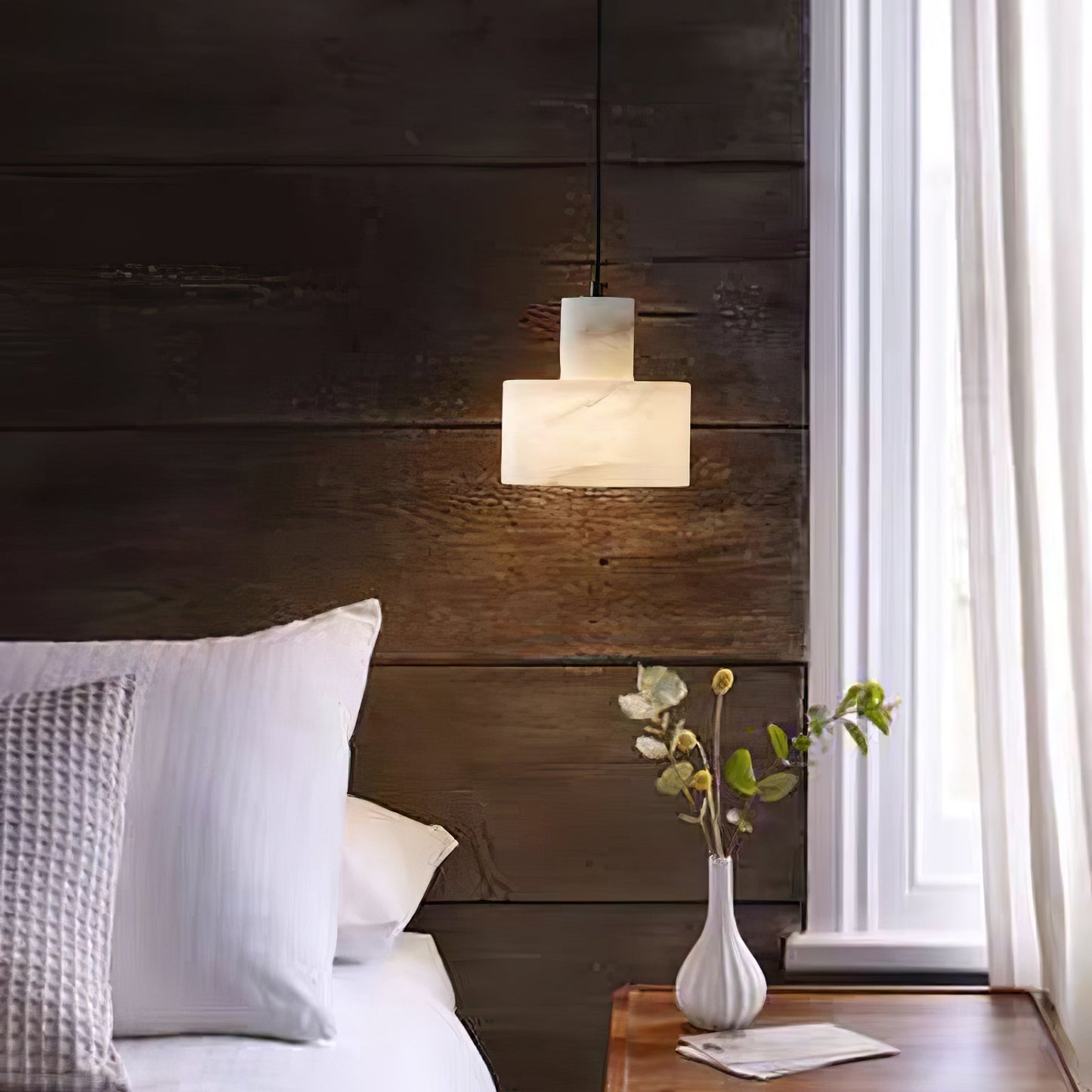 Alabaster Pendant Lgiht Dual Cylindrical