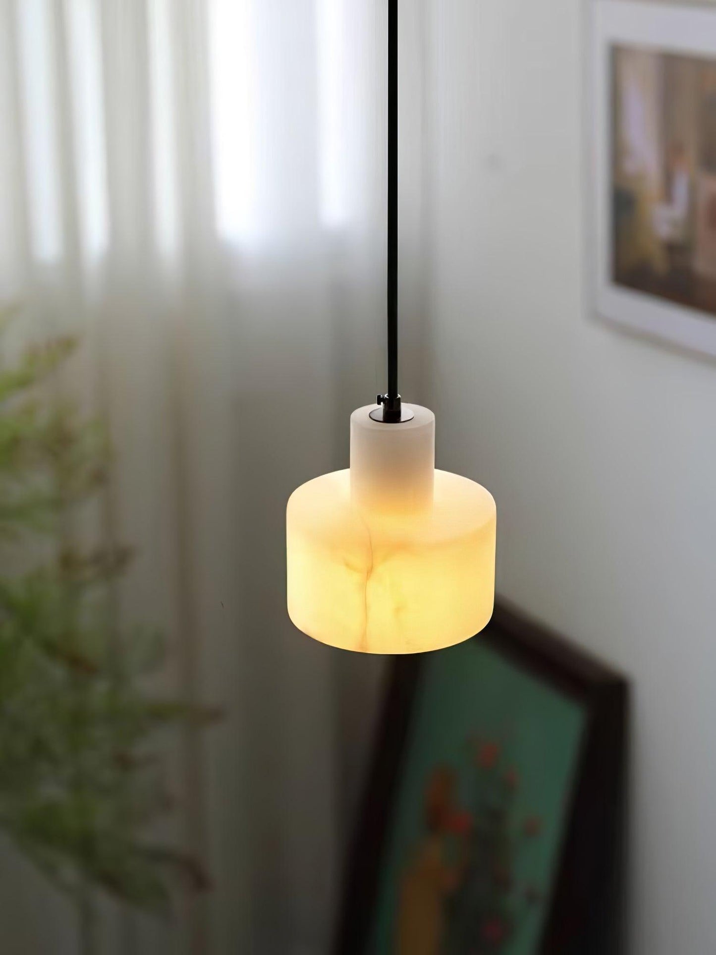 Alabaster Pendant Lgiht Dual Cylindrical