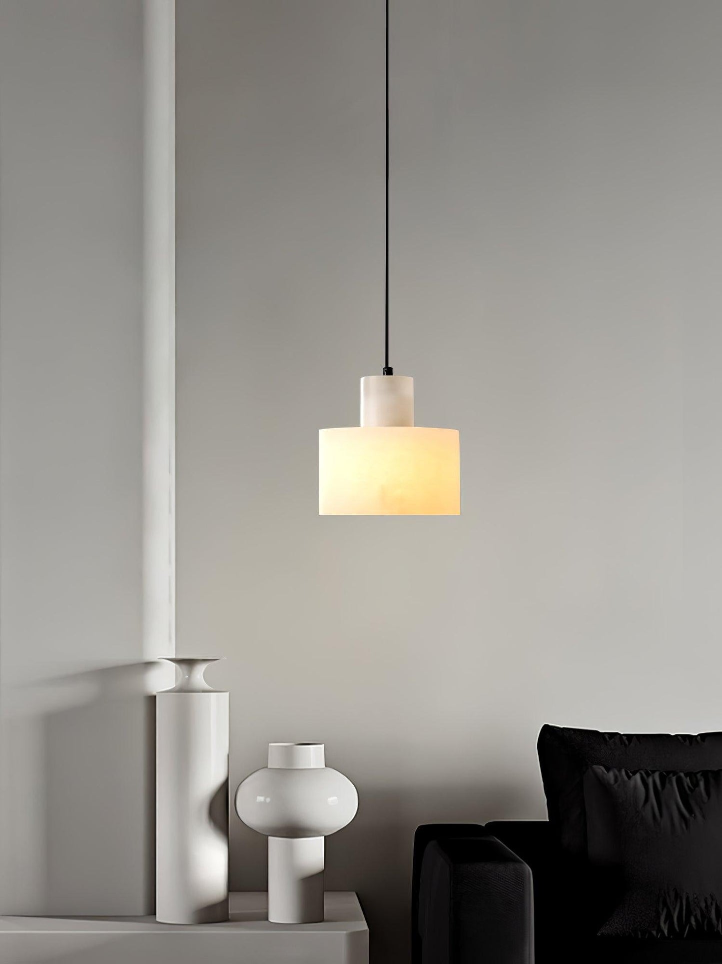 Alabaster Pendant Lgiht Dual Cylindrical