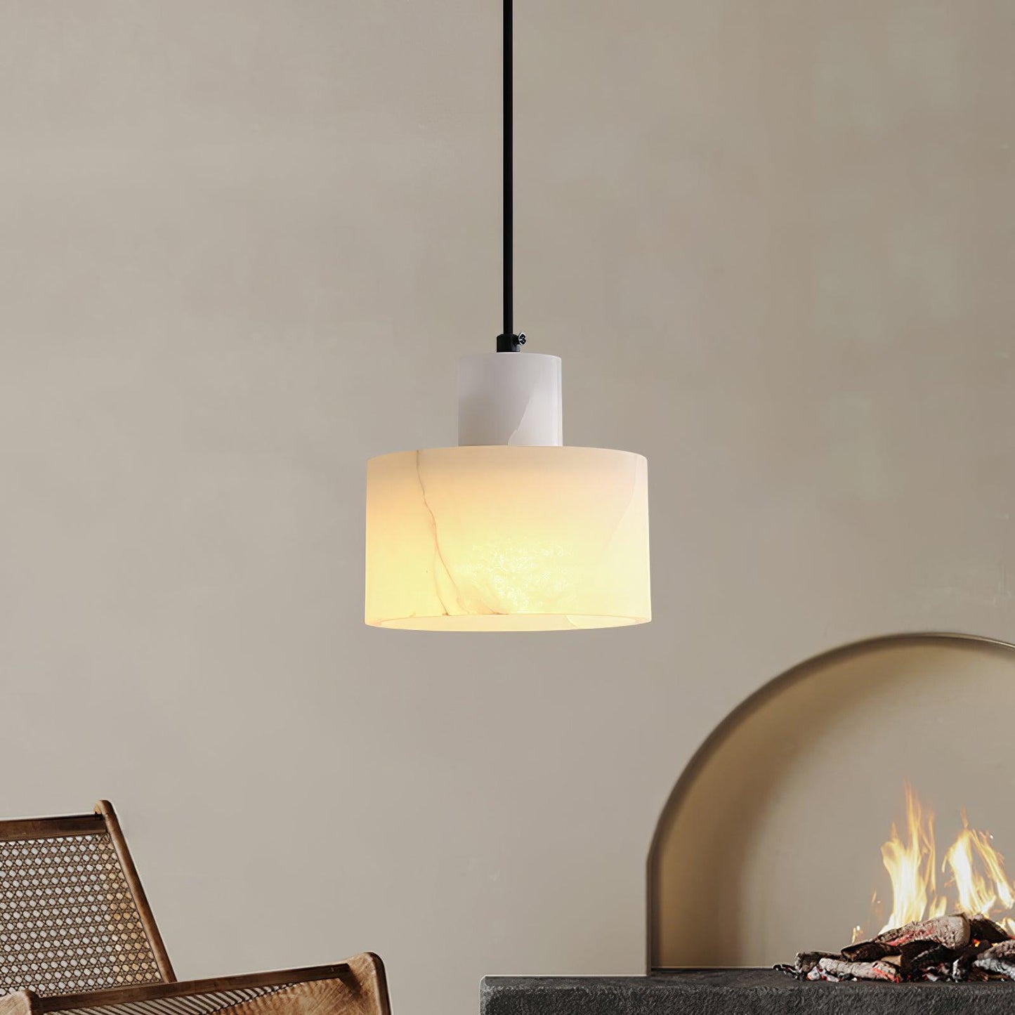 Alabaster Pendant Lgiht Dual Cylindrical