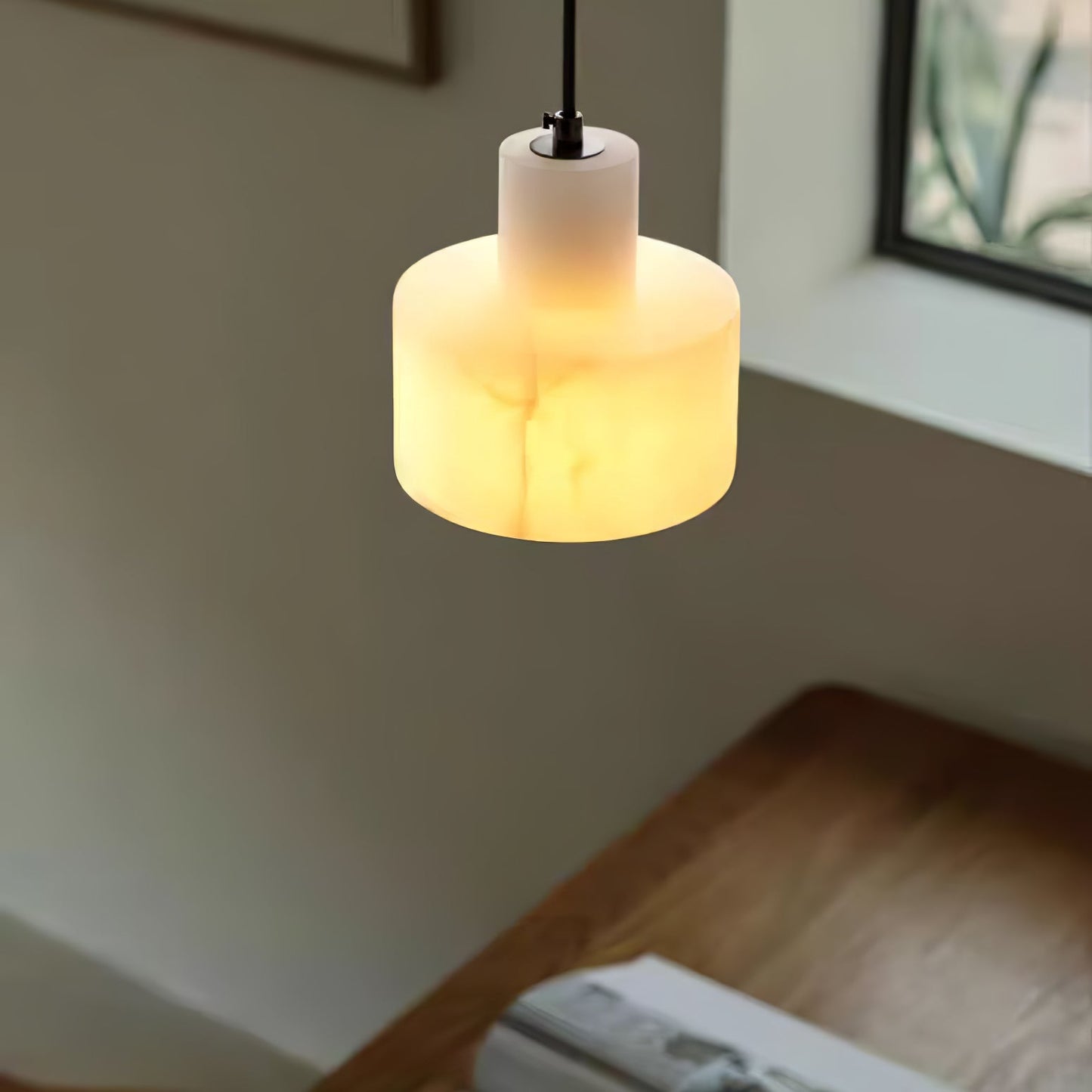 Alabaster Pendant Lgiht Dual Cylindrical