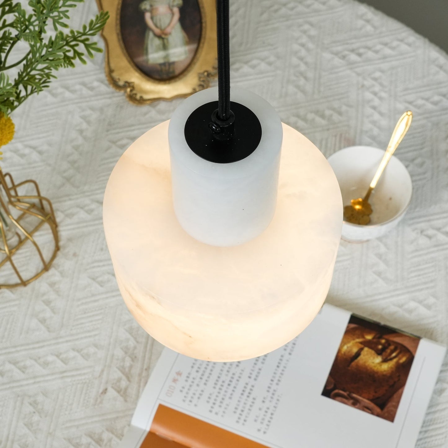 Alabaster Pendant Lgiht Dual Cylindrical