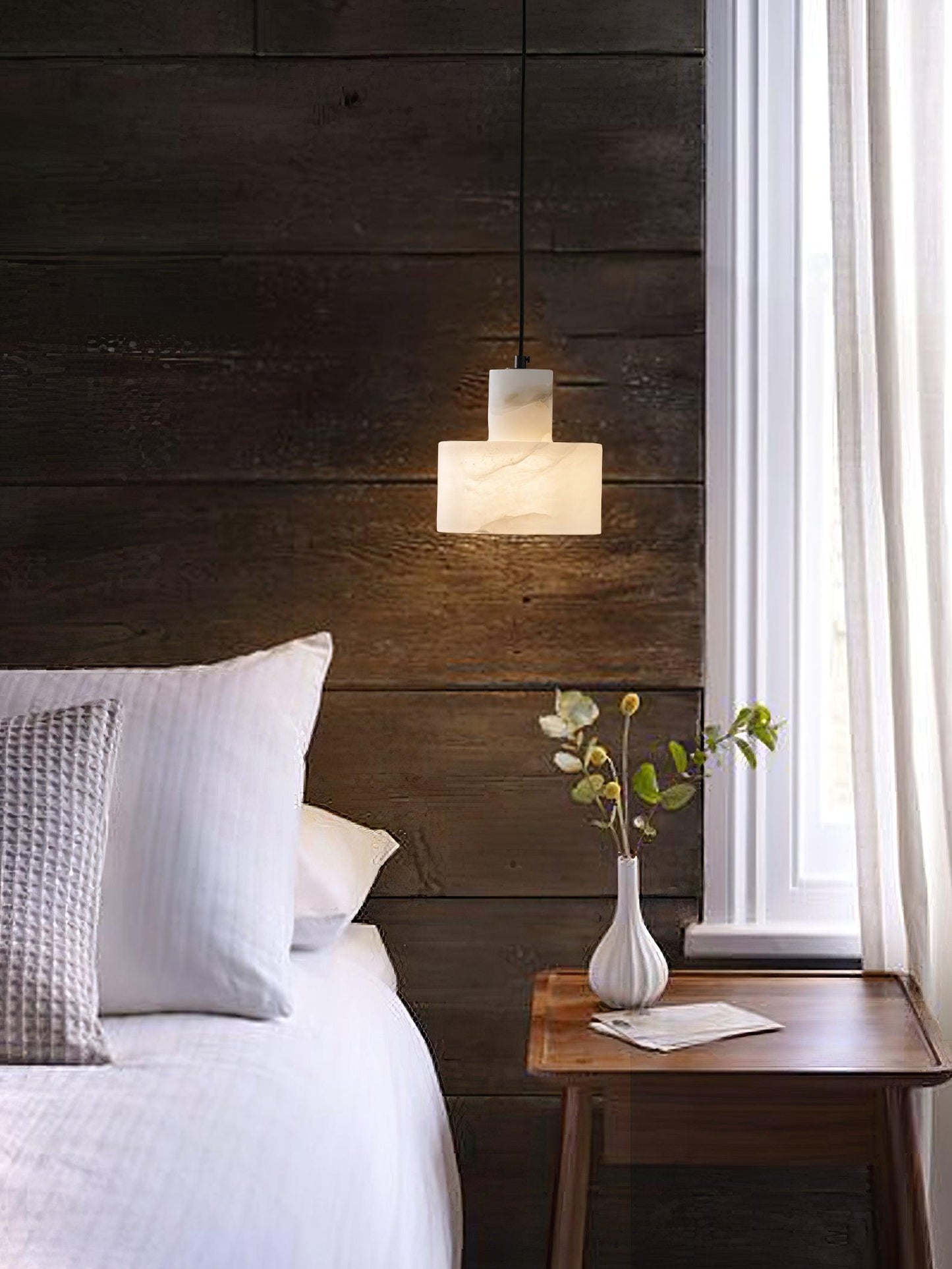 Alabaster Pendant Lgiht Dual Cylindrical
