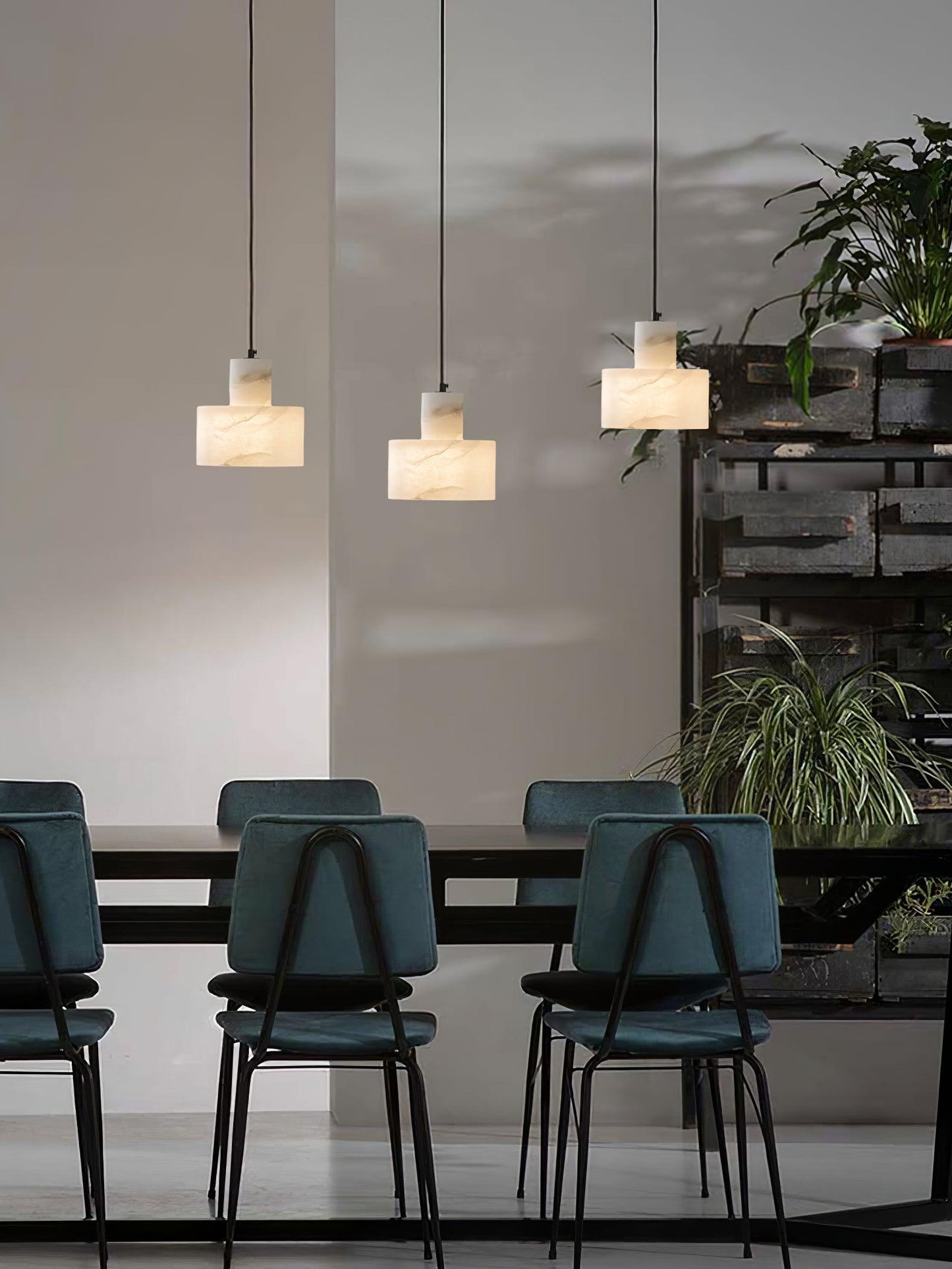 Alabaster Pendant Lgiht Dual Cylindrical
