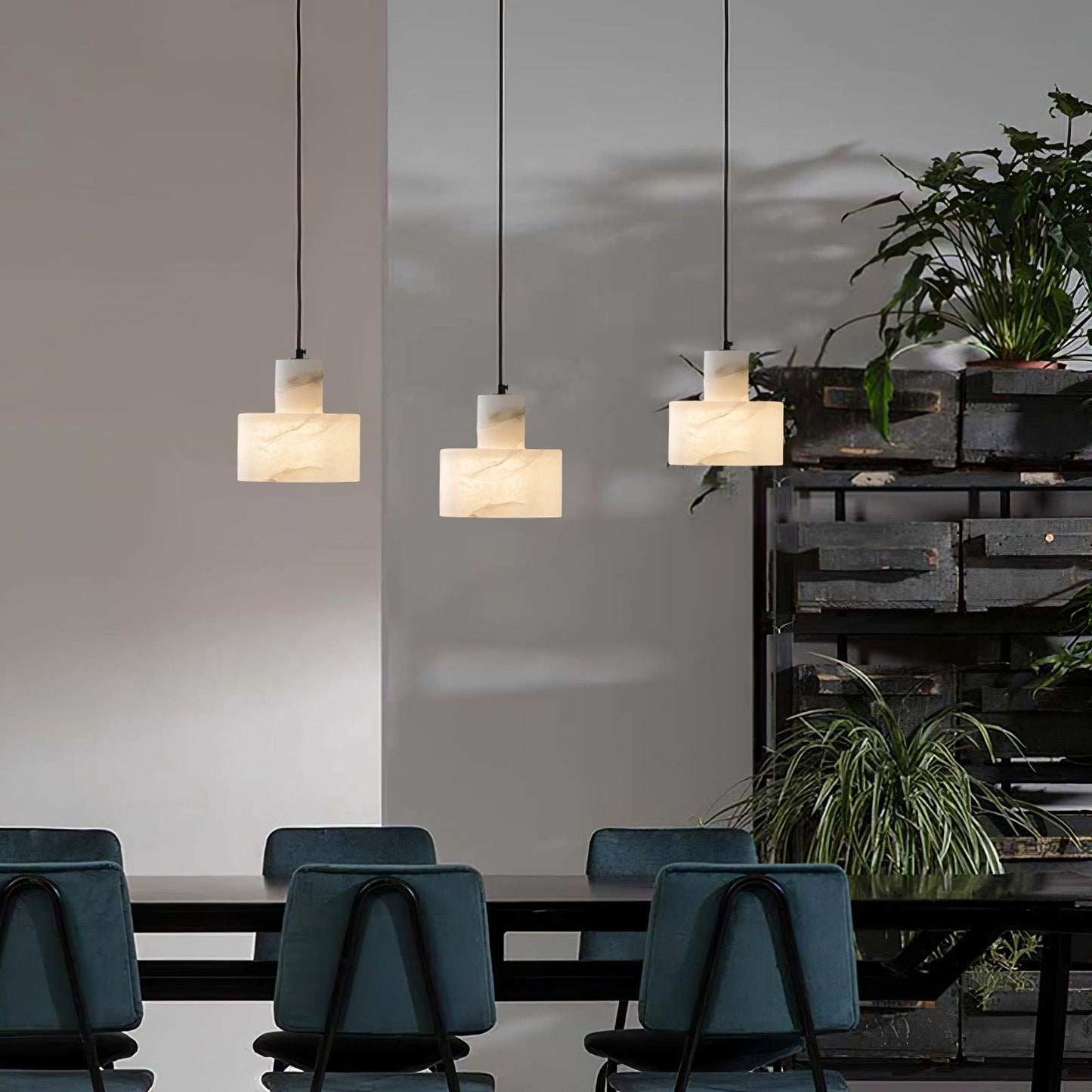 Alabaster Pendant Lgiht Dual Cylindrical