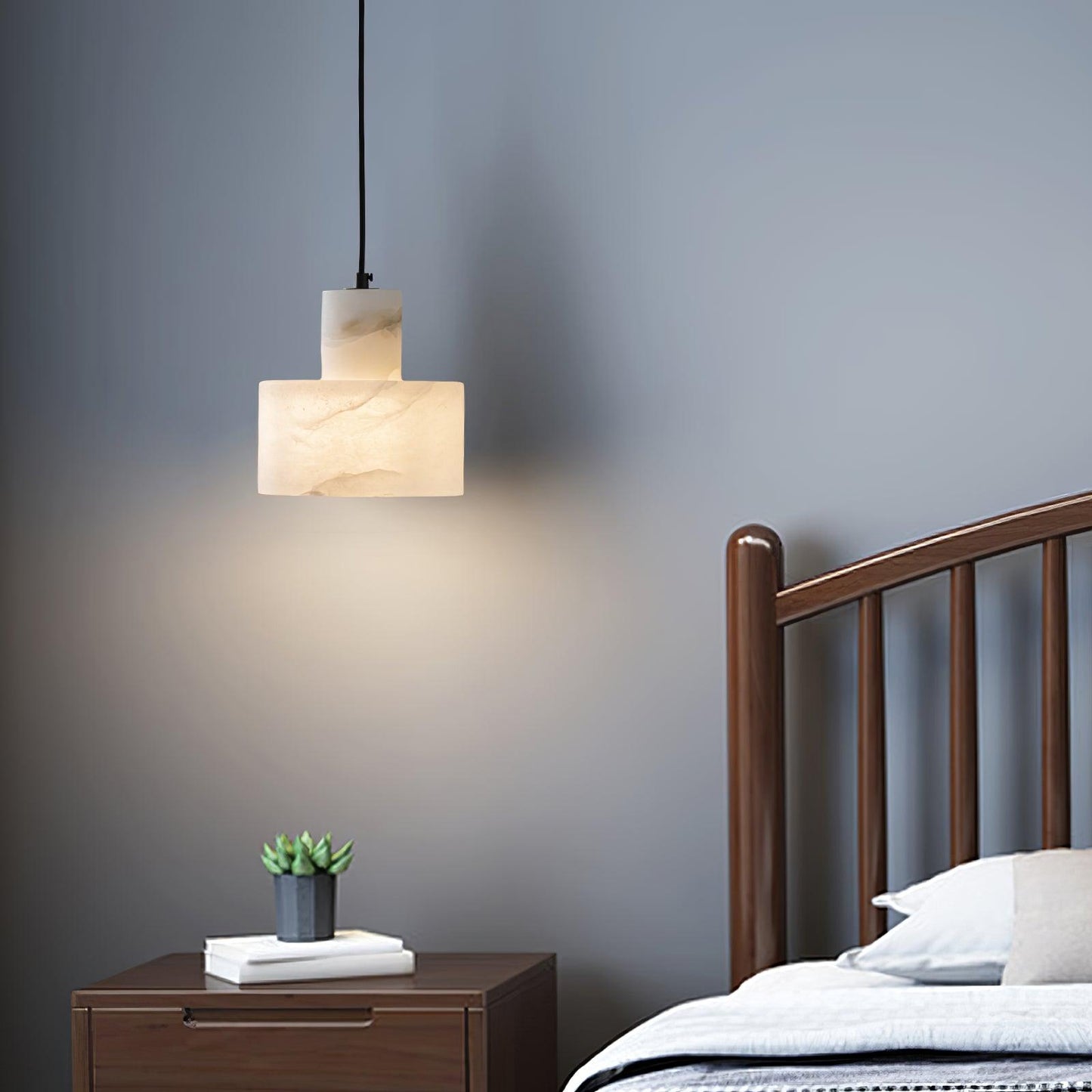 Alabaster Pendant Lgiht Dual Cylindrical