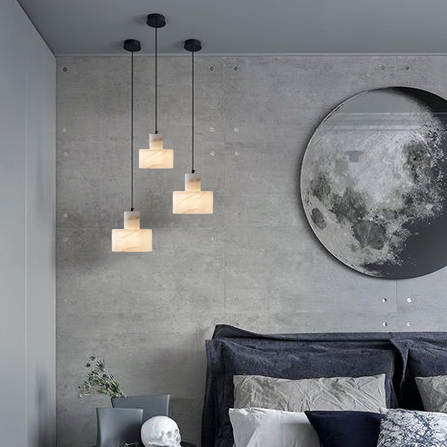 Alabaster Pendant Lgiht Dual Cylindrical