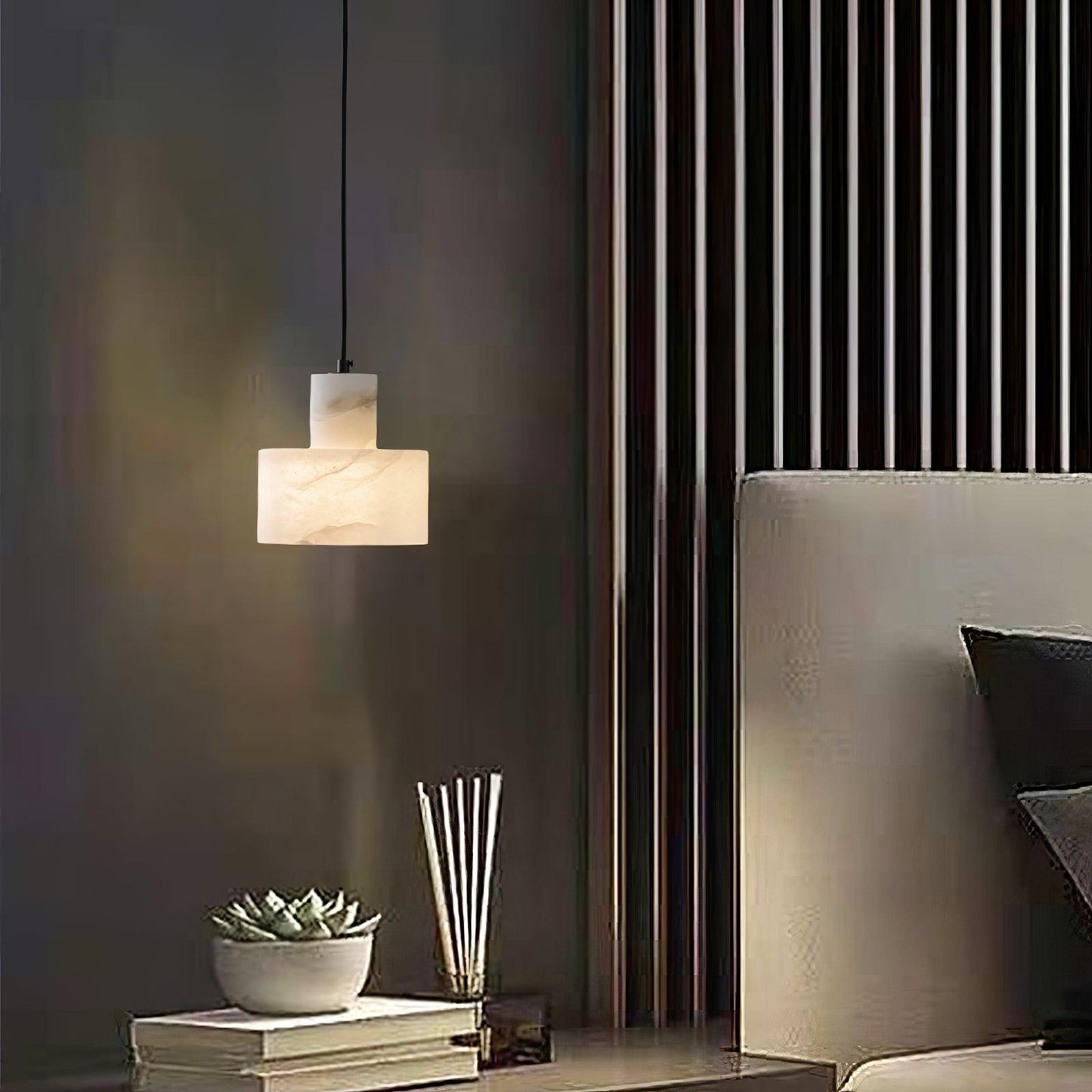 Alabaster Pendant Lgiht Dual Cylindrical