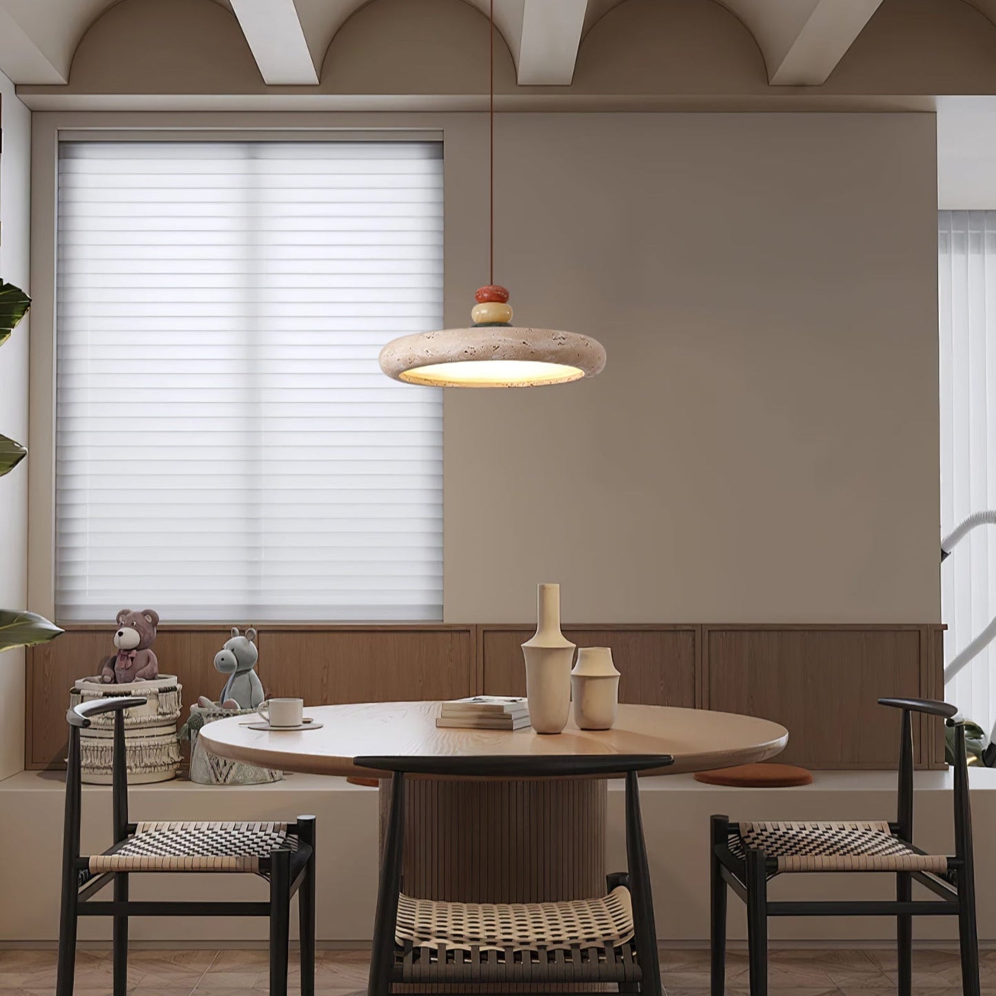 Cuvarora Disc Travertine Pendant Light