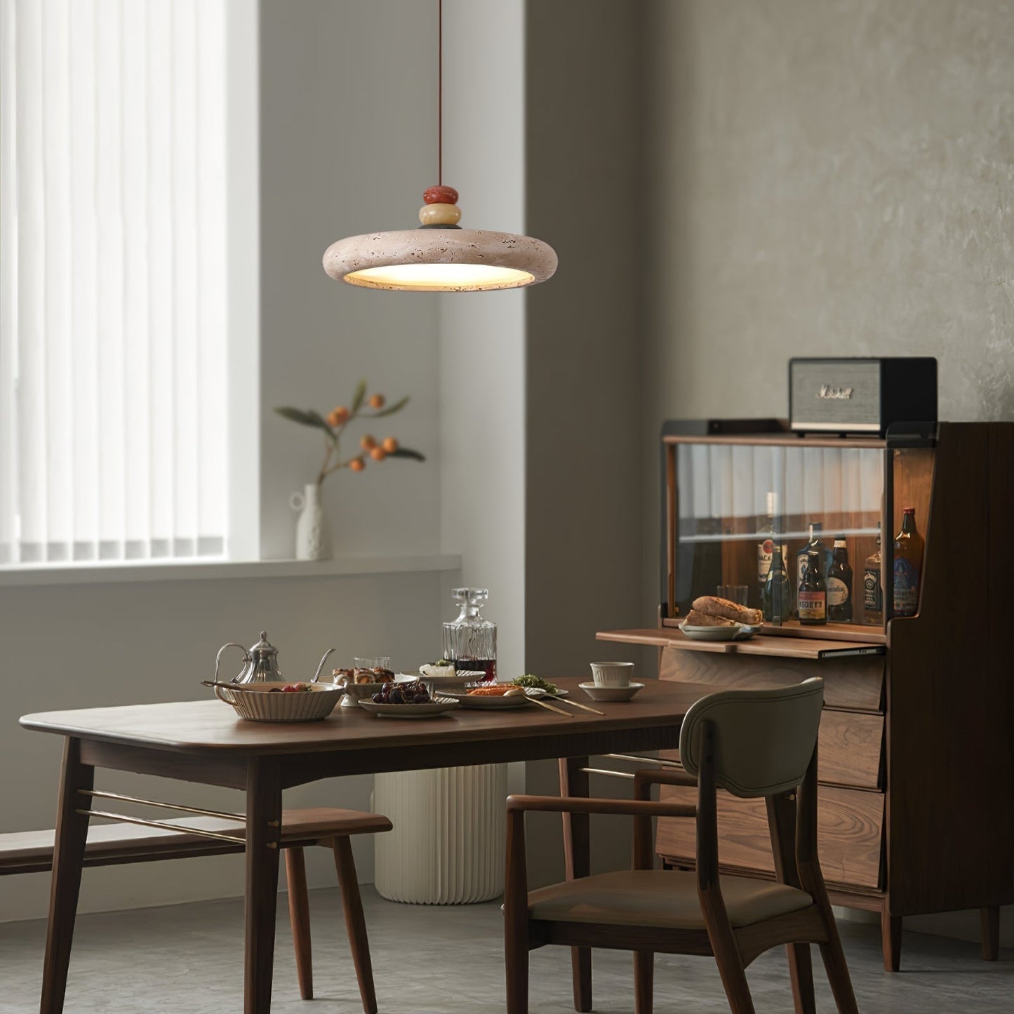 Cuvarora Disc Travertine Pendant Light