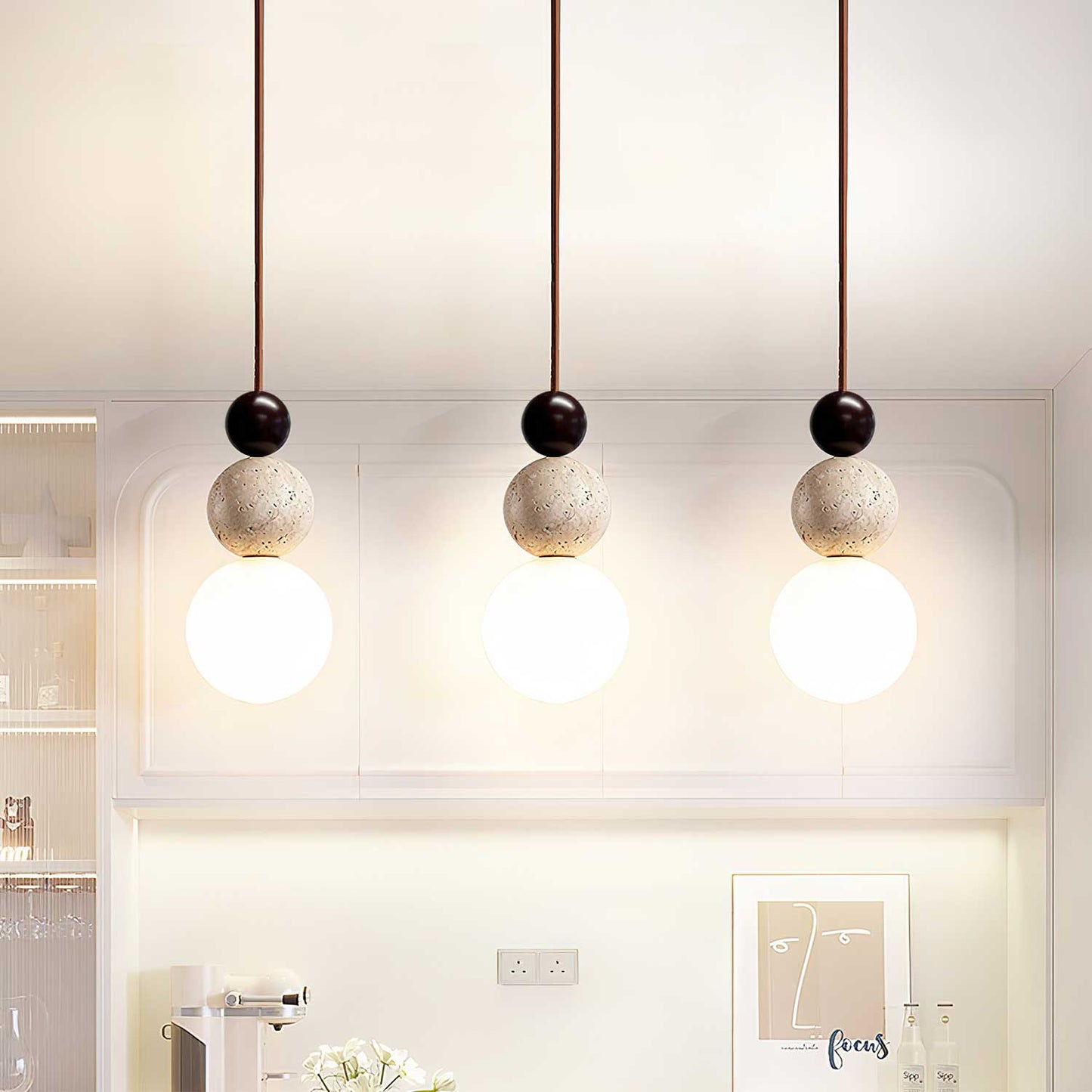 Ullaeia Sphere-cluster Travertine Pendant Light