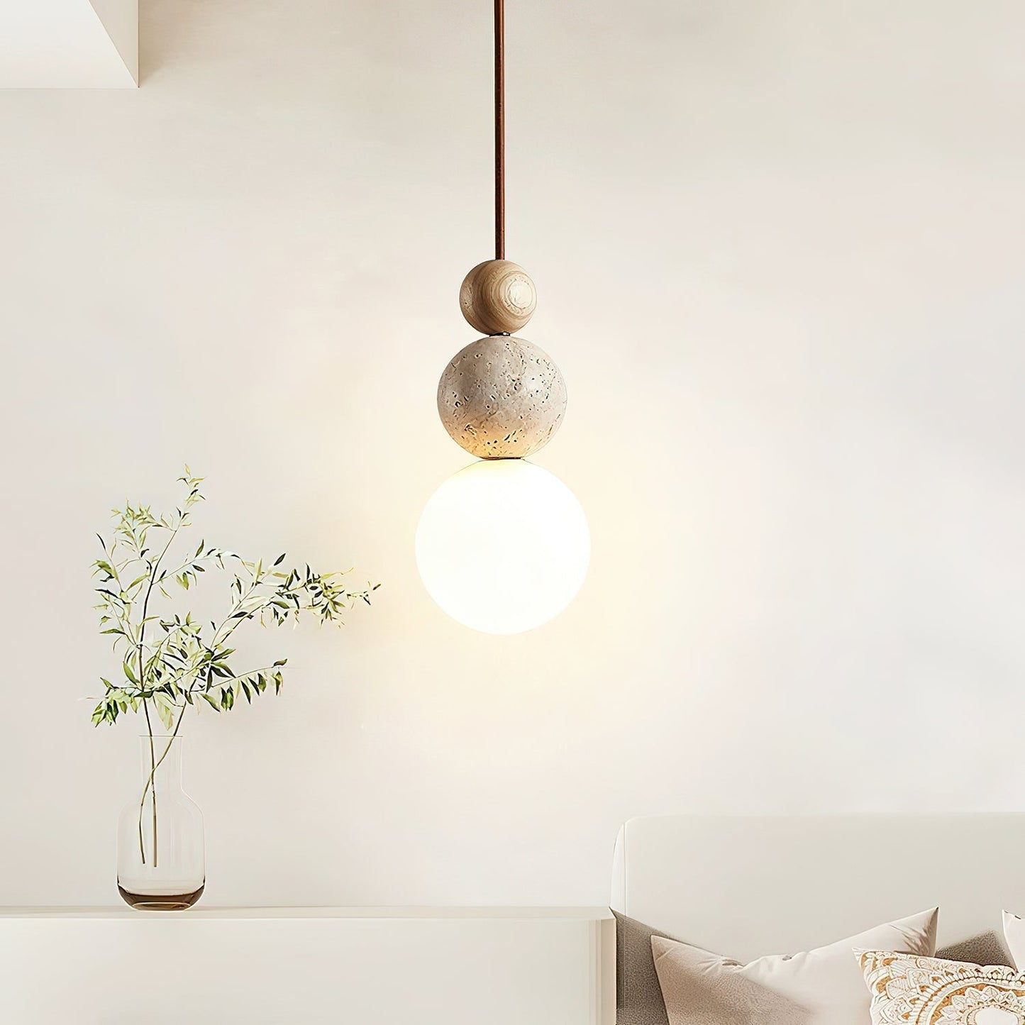 Ullaeia Sphere-cluster Travertine Pendant Light