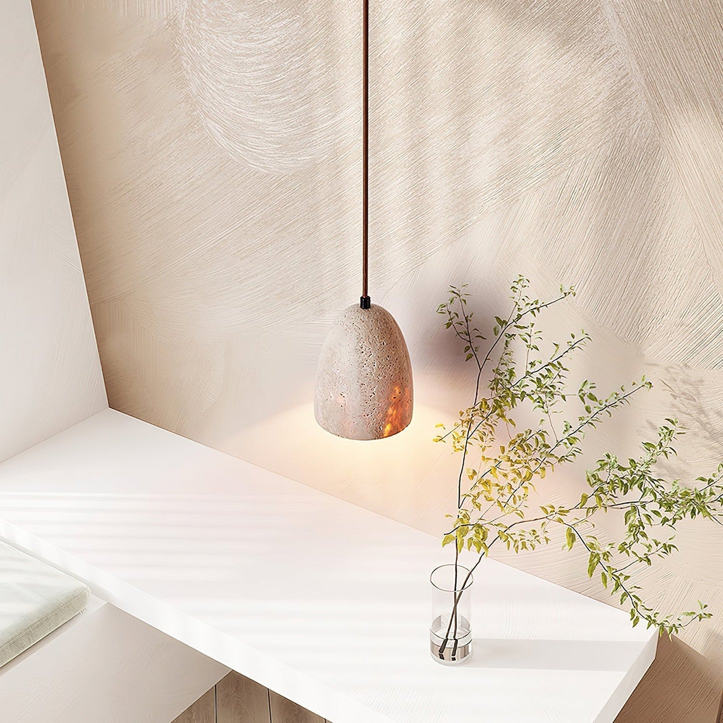 Evtheira Conical Travertine Pendant Light
