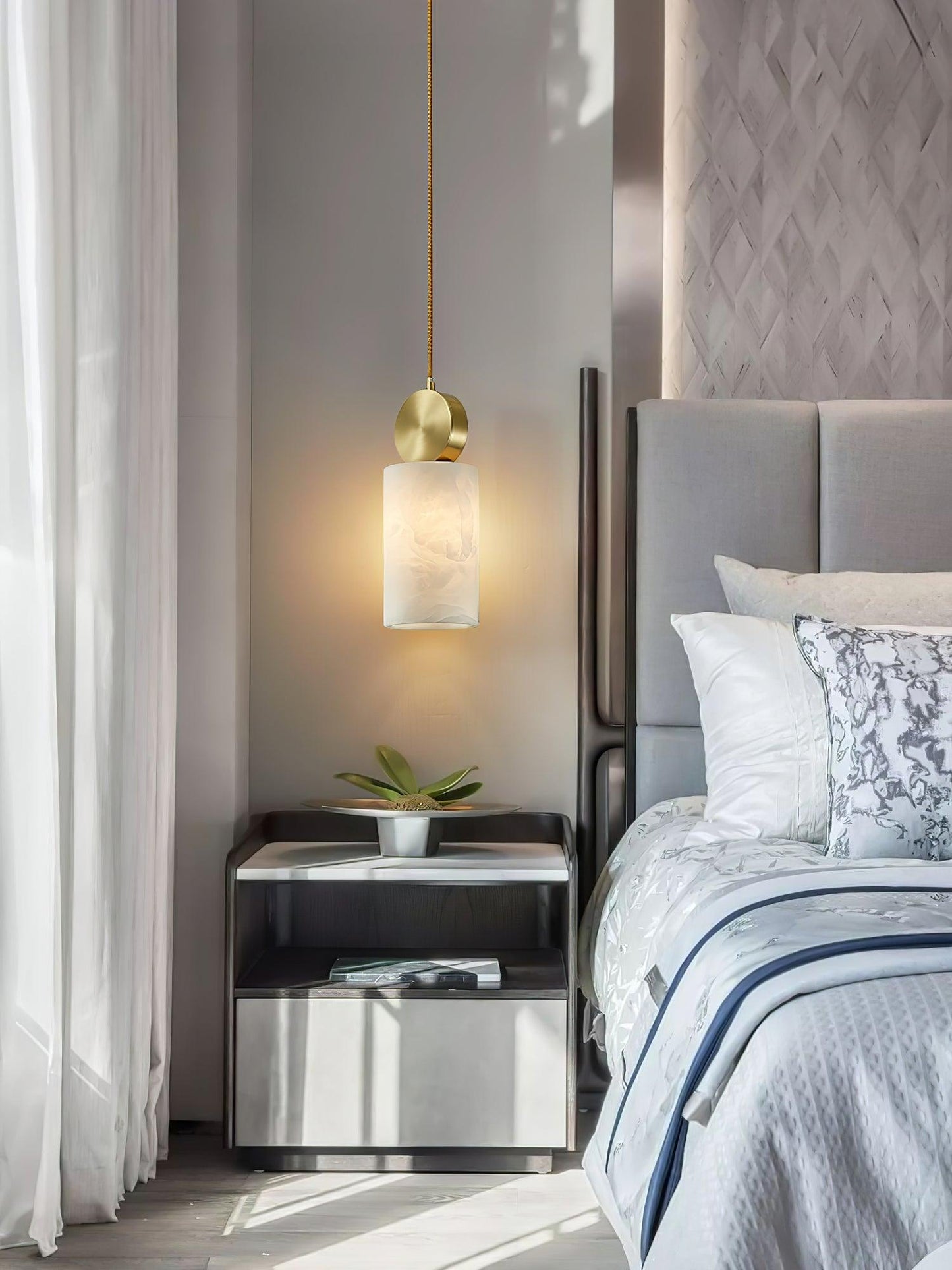 Lyrindis Cylinder Alabaster Pendant Light