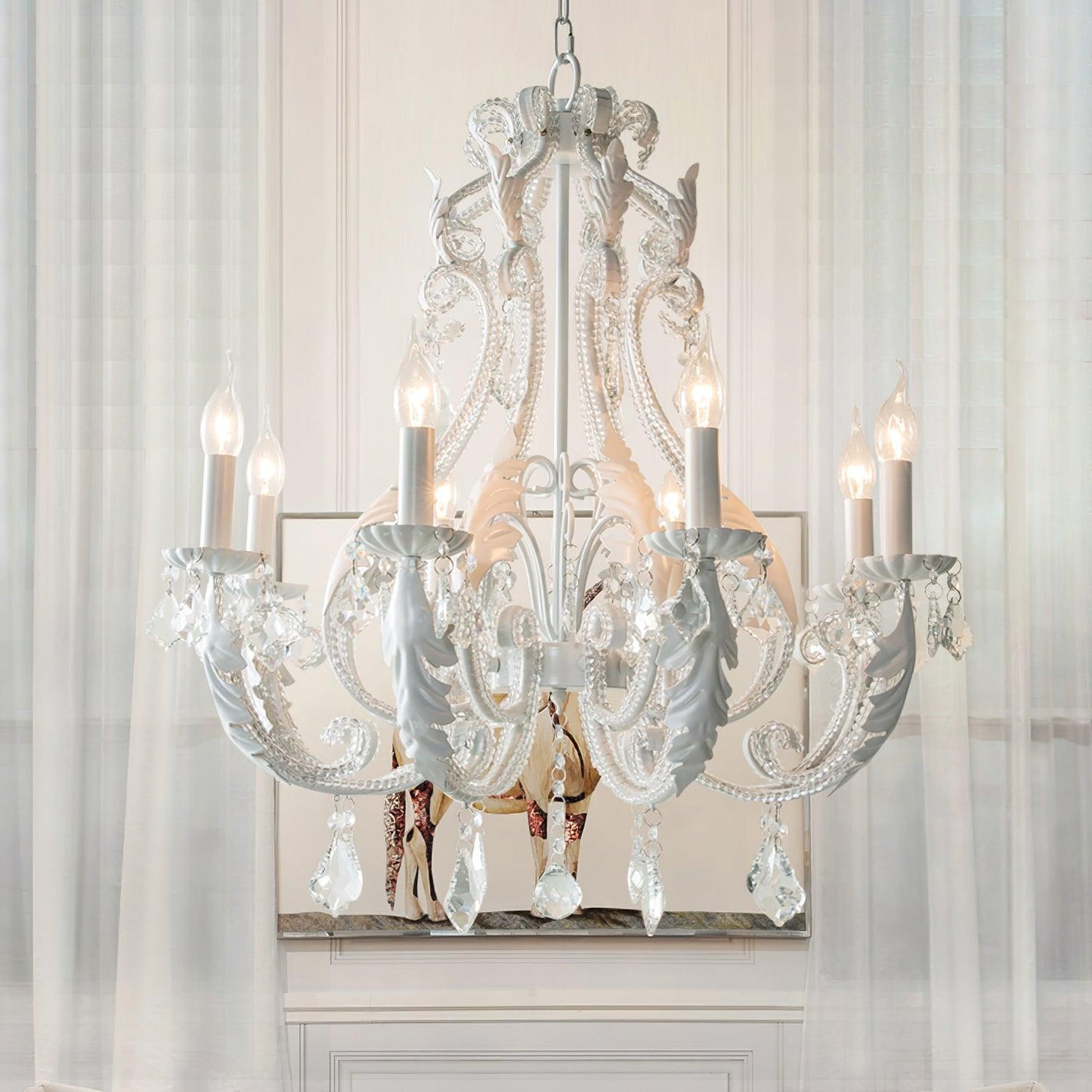 Lustra Pendant Lamp Candle Holder Crystal Beads