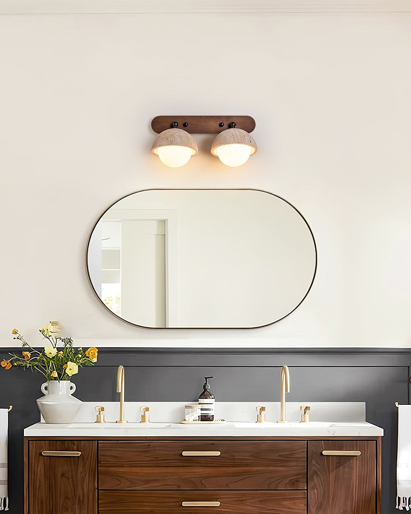 Avtale Arc-shaped Travertine Wall Light