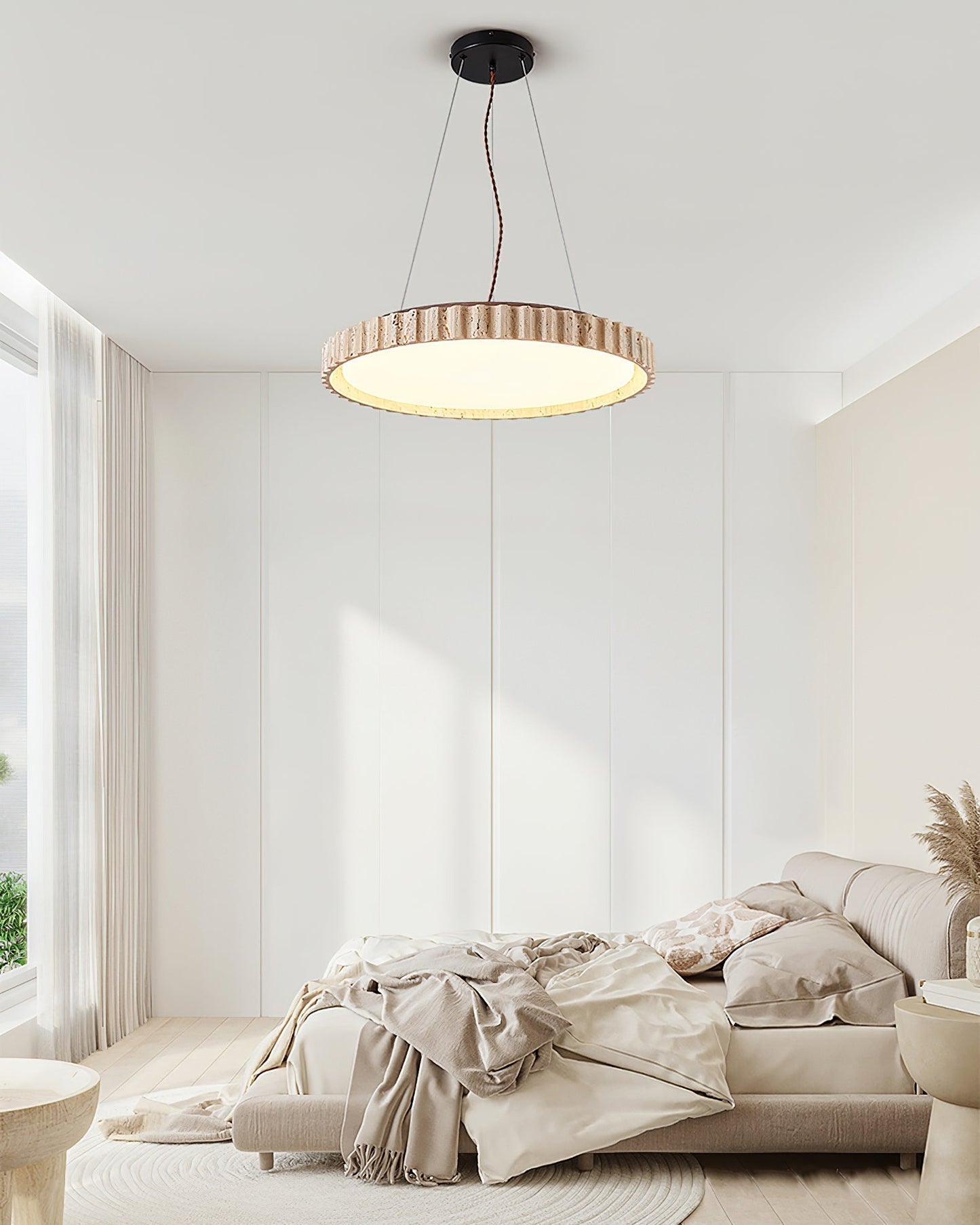 Elvenis Circular Travertine Pendant Light