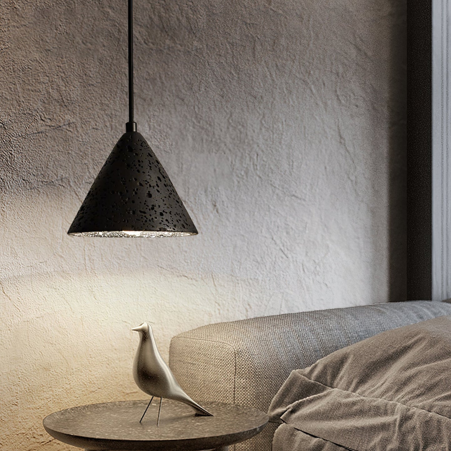 Vaelior Dome Shade Travertine Pendant Light