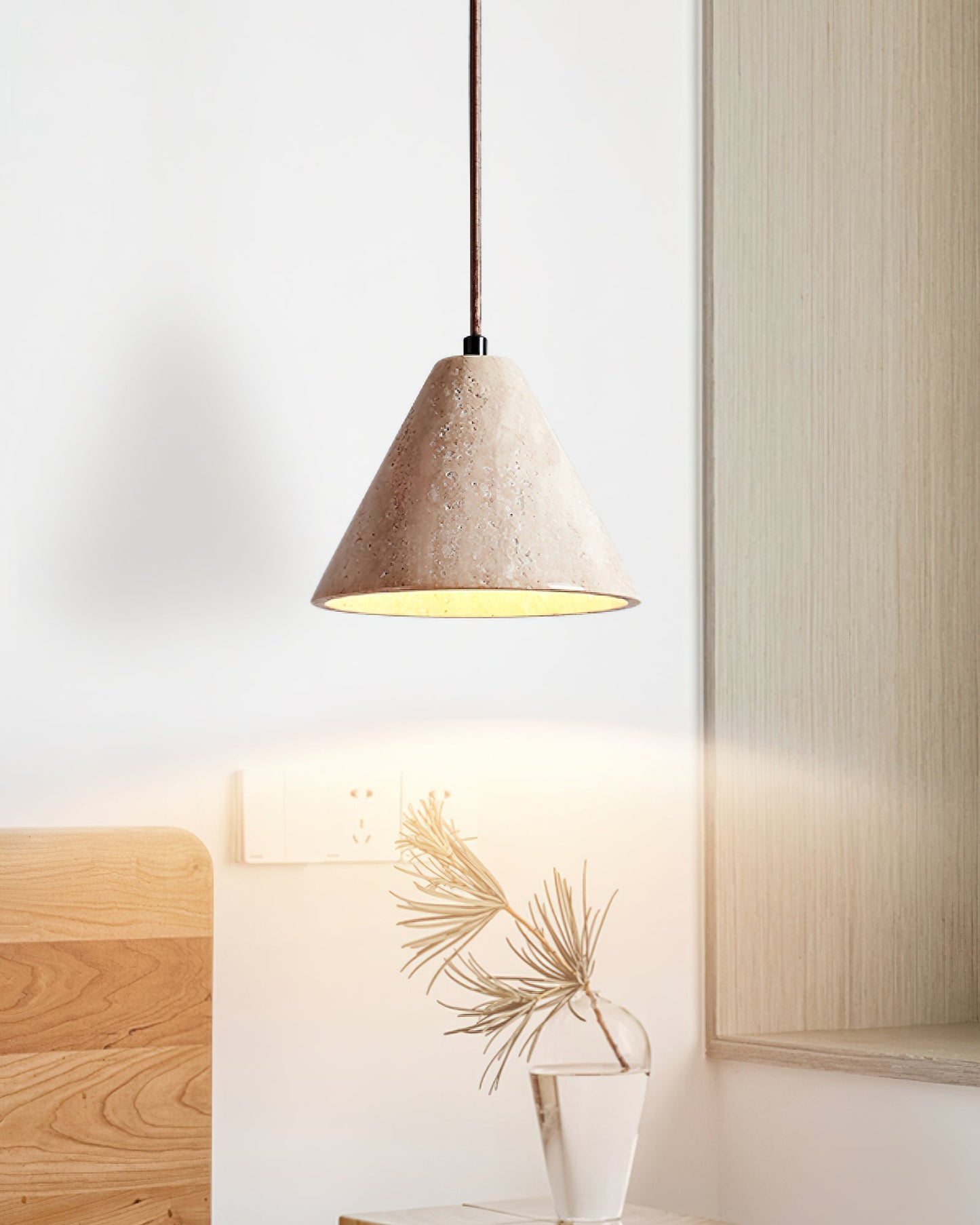 Vaelior Dome Shade Travertine Pendant Light