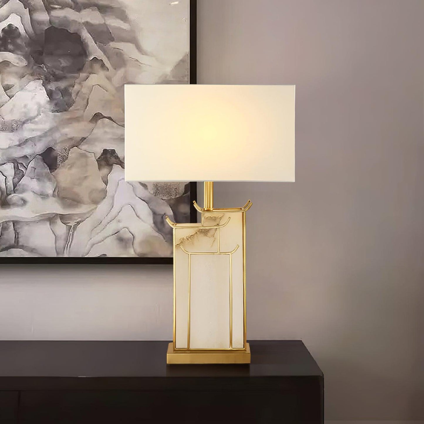 Nysilor Rectangular Glass Table Lamp