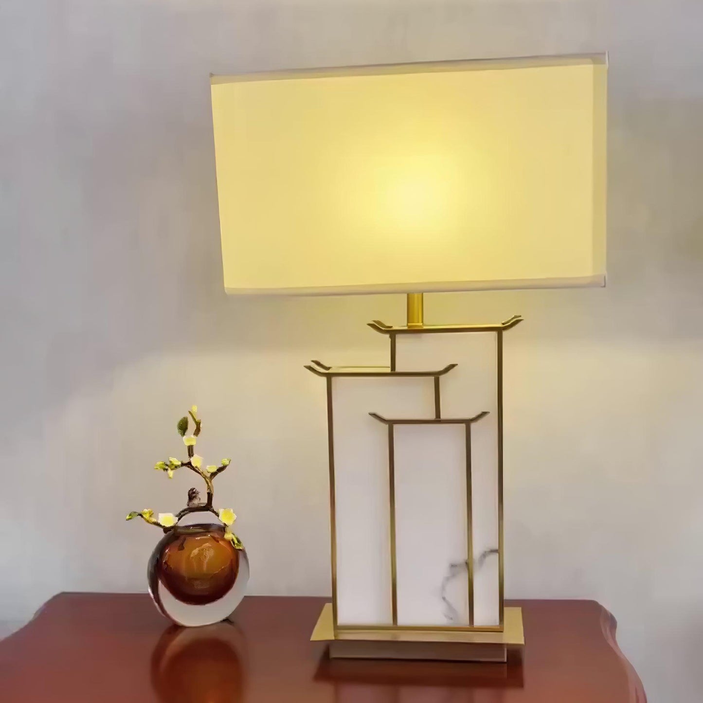 Nysilor Rectangular Glass Table Lamp