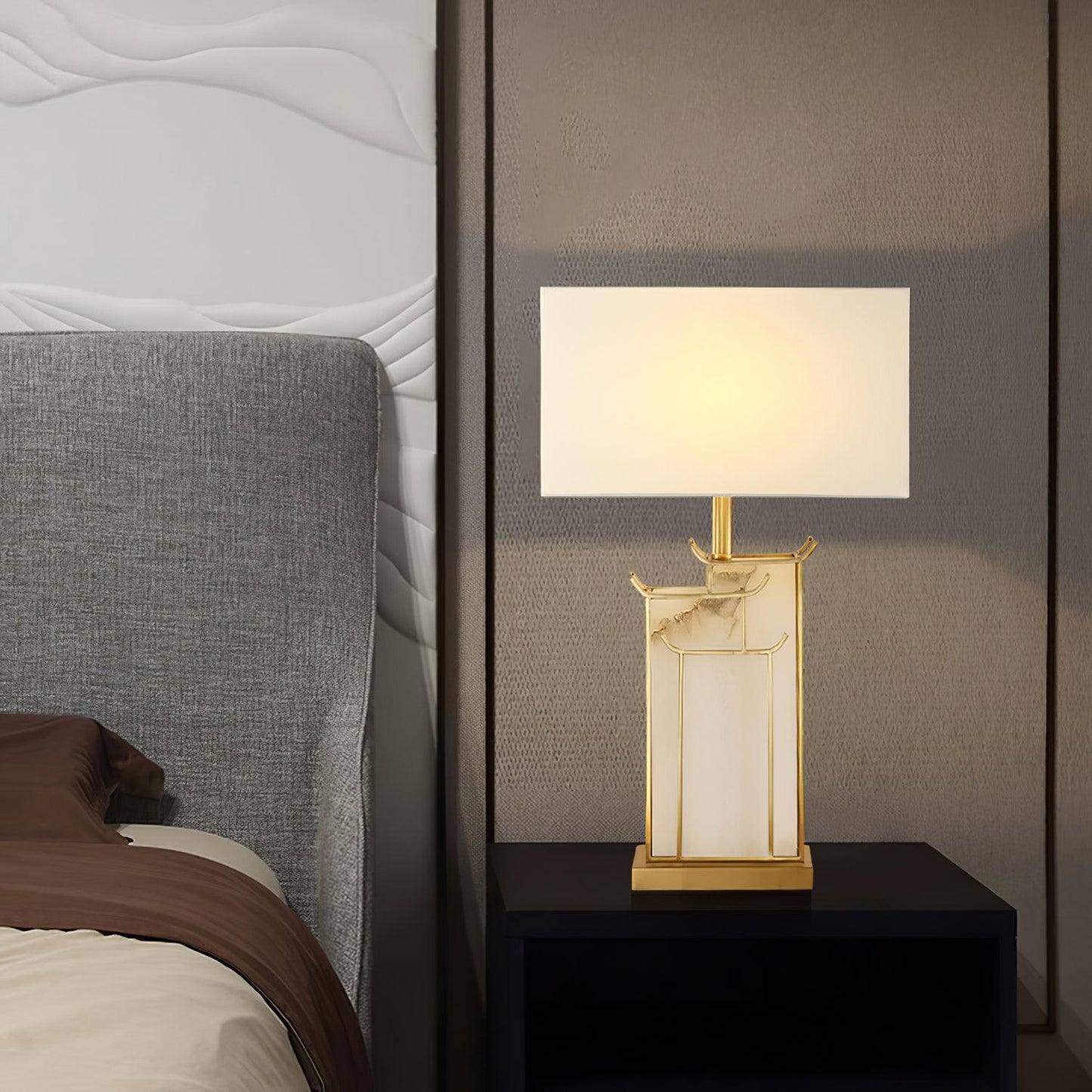 Nysilor Rectangular Glass Table Lamp