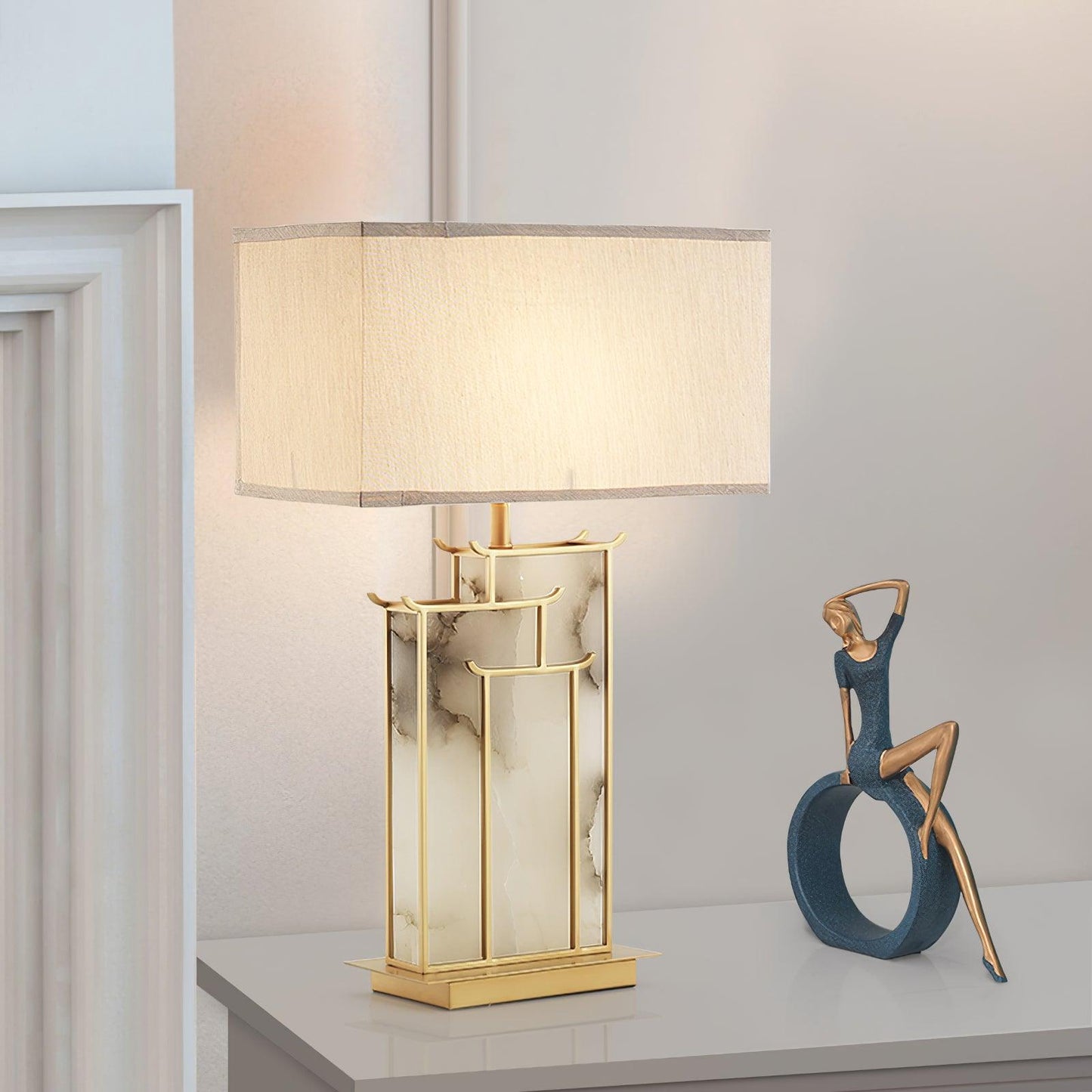 Nysilor Rectangular Glass Table Lamp