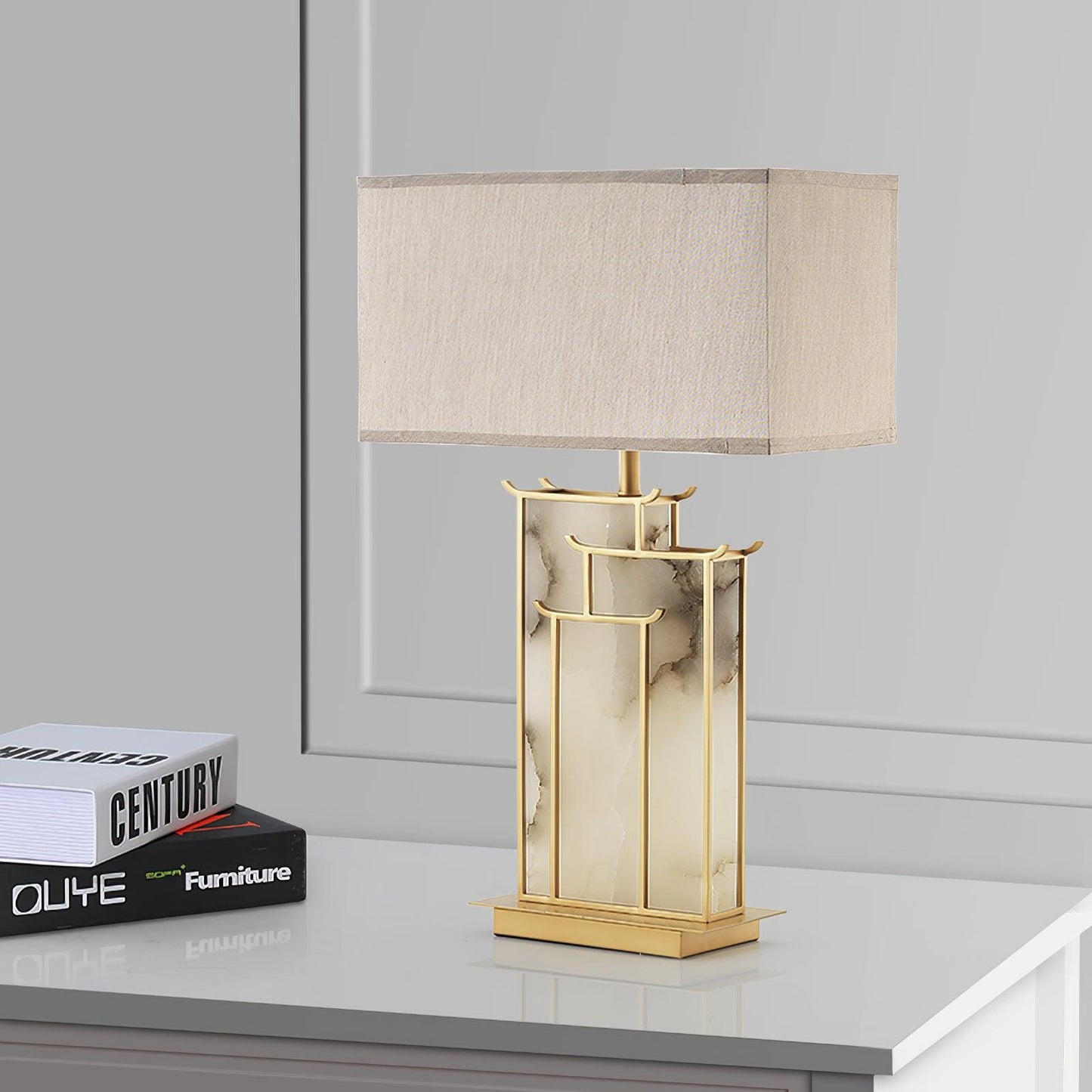 Nysilor Rectangular Glass Table Lamp