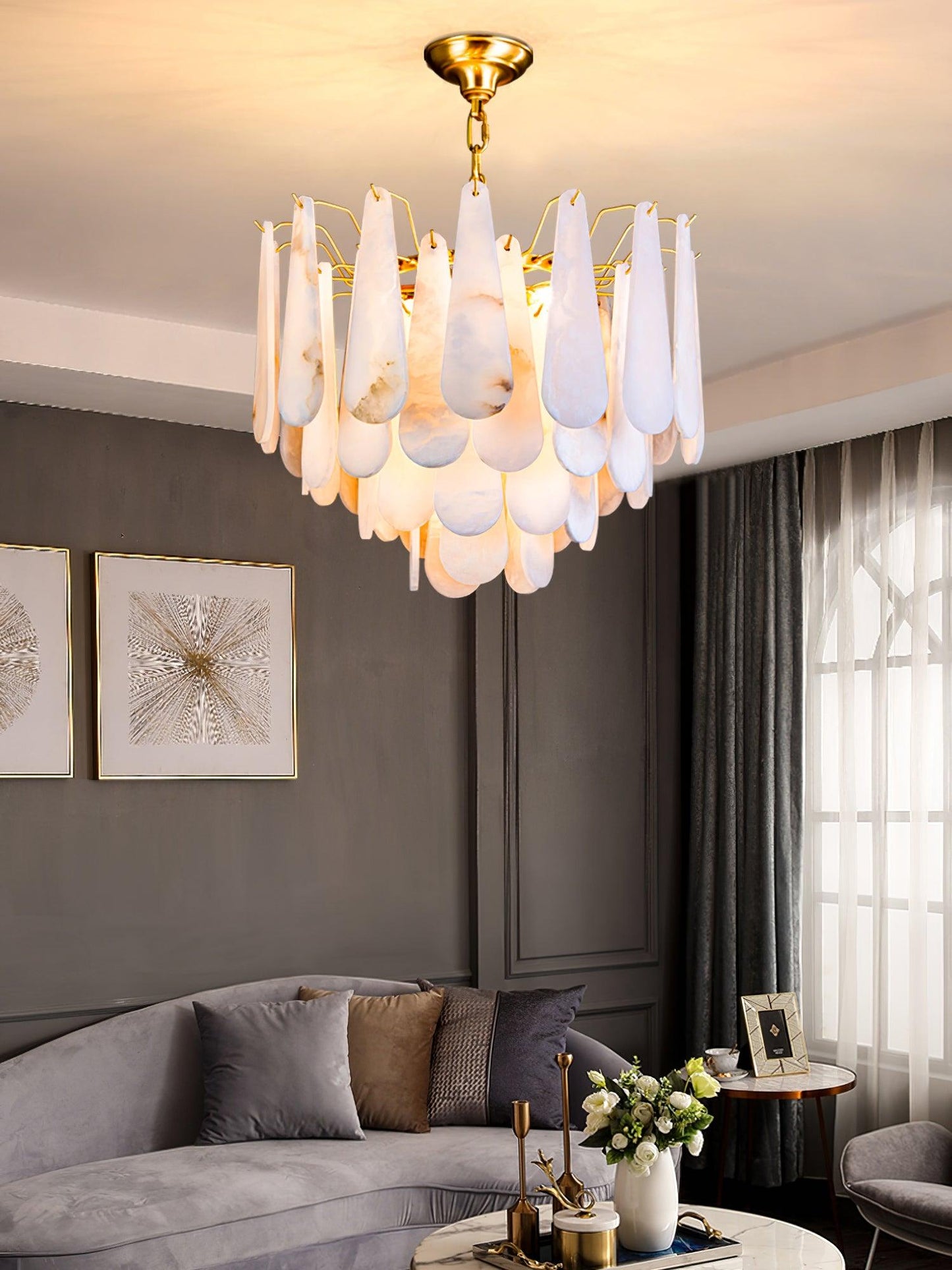 Ucararae Teardrop Alabaster Chandelier
