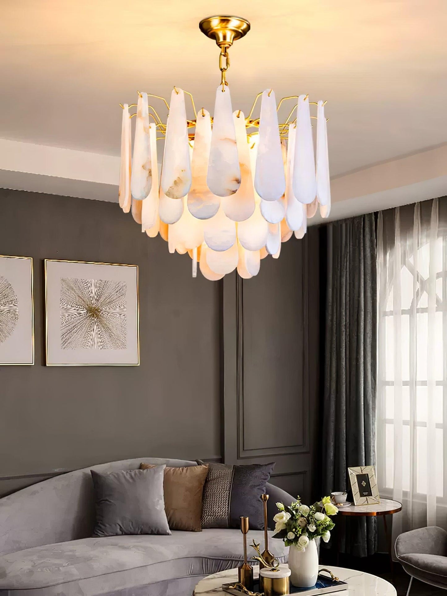 Ucararae Teardrop Alabaster Chandelier