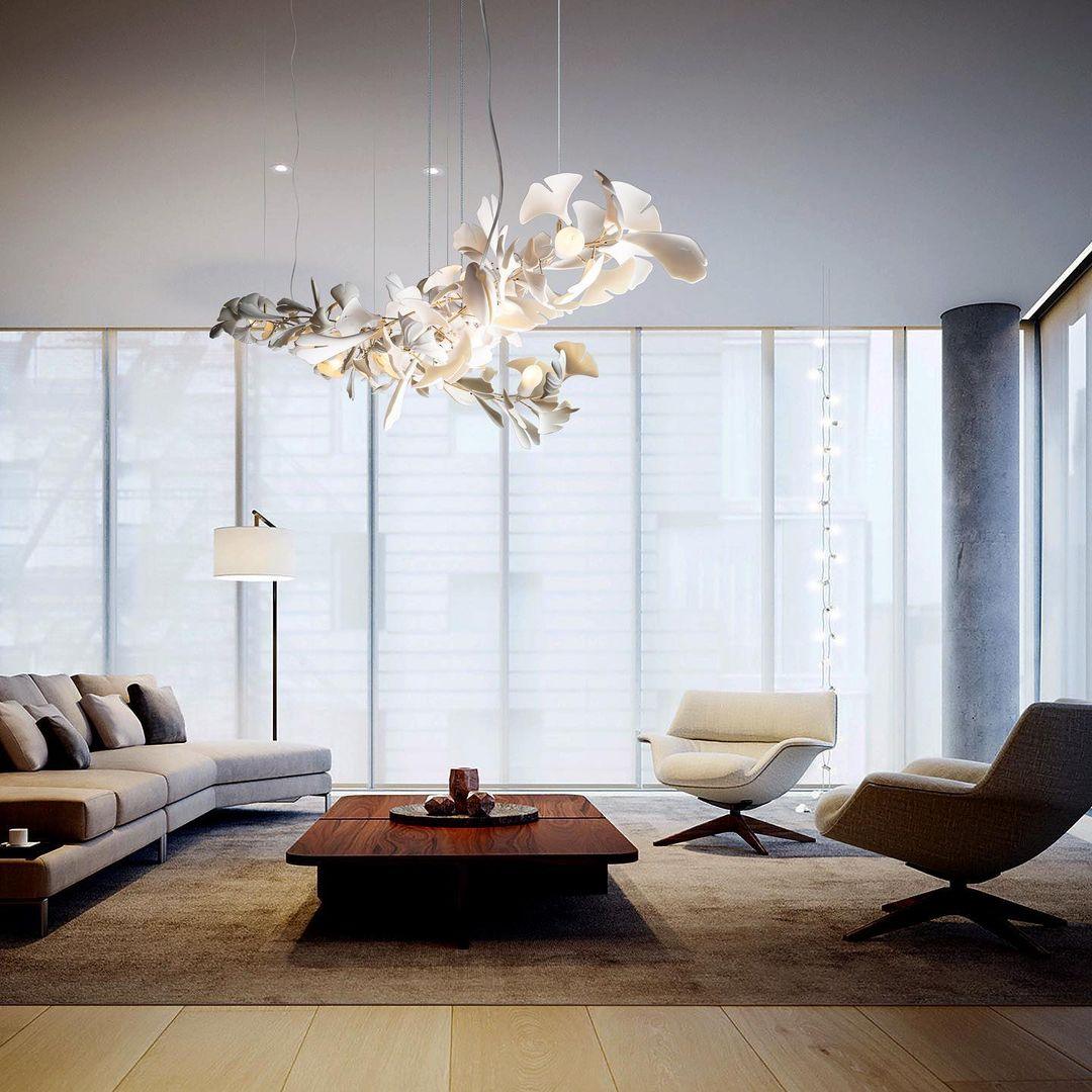 Olivia Ceramic Gingko Leaf Chandelier Organic Curves