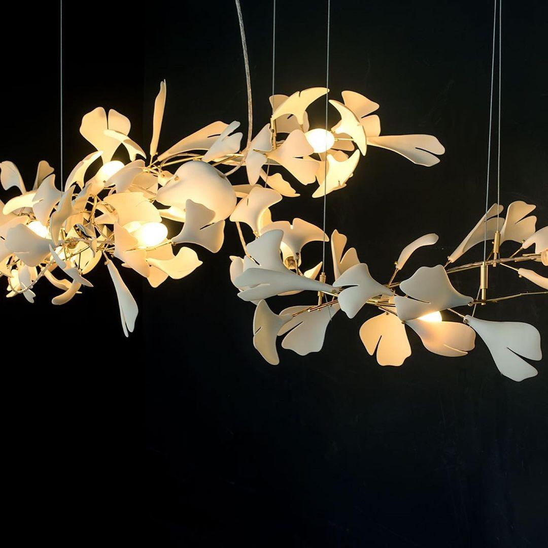 Olivia Ceramic Gingko Leaf Chandelier Organic Curves