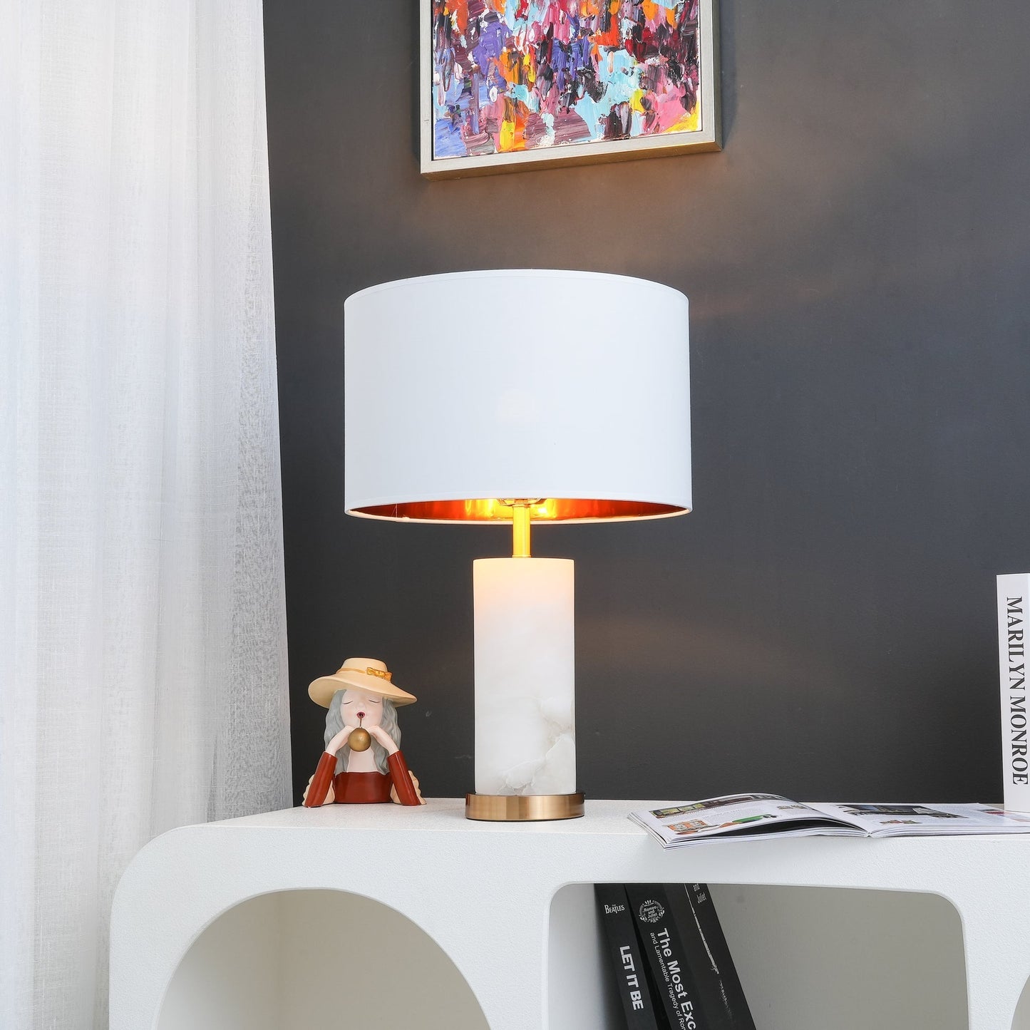 Zosilis Cylindrical Alabaster Table Lamp