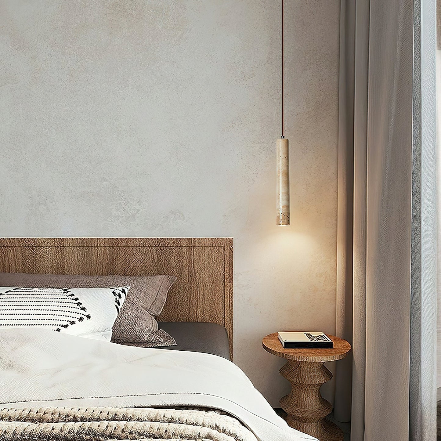 Olvynarae Cylindrical Travertine Pendant Light