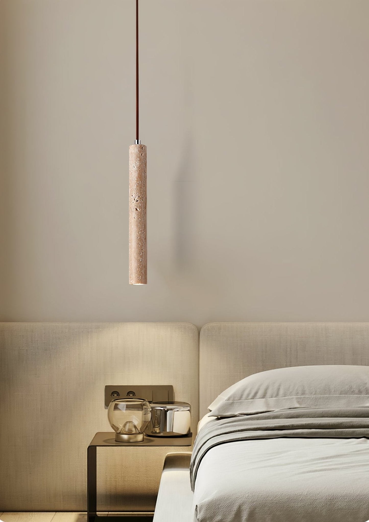 Olvynarae Cylindrical Travertine Pendant Light