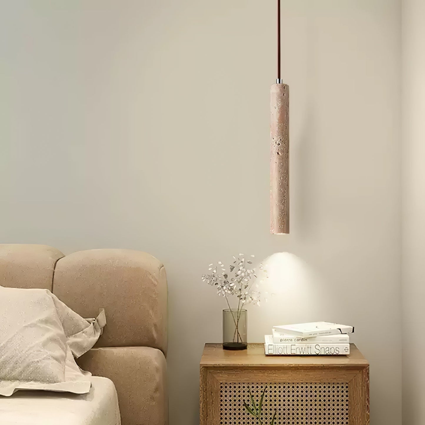 Olvynarae Cylindrical Travertine Pendant Light