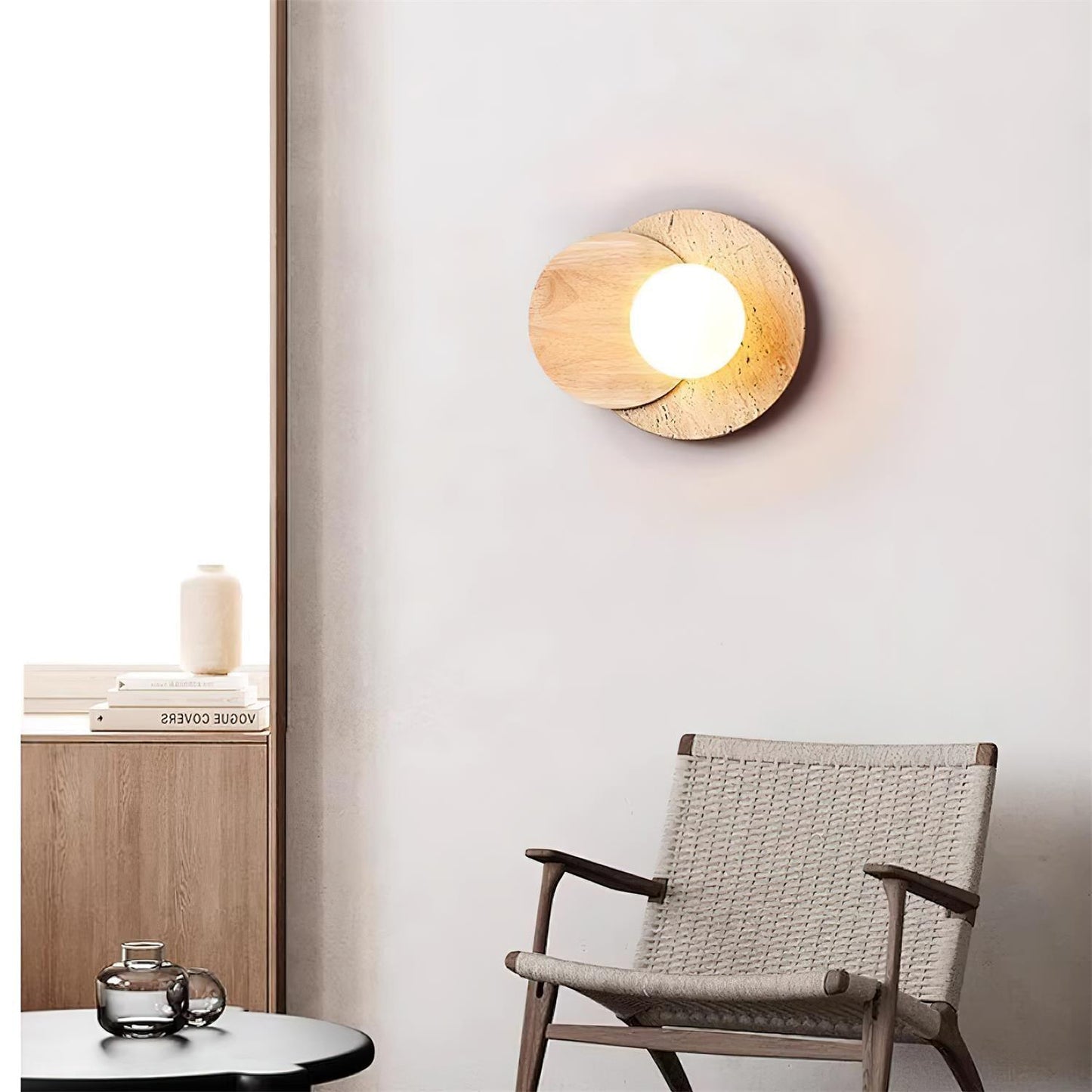 Zelirir Dual-disc Travertine Wall Light