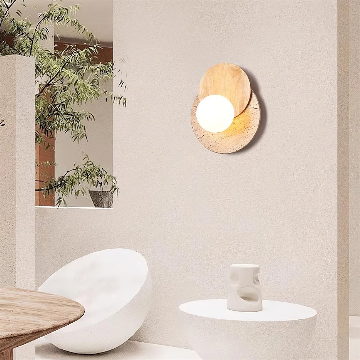 Zelirir Dual-disc Travertine Wall Light